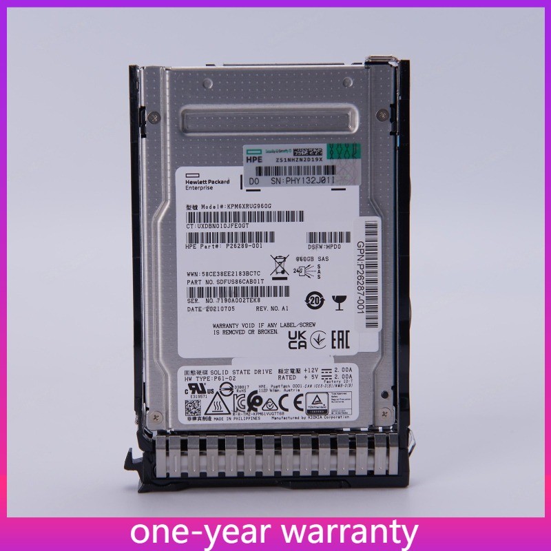  KIOXIA PM6, P26289-001 960GB SSD HPE SAS 24G DSFW: HPD0 New