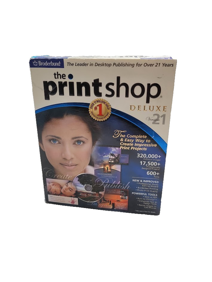 Broderbund The Print Shop 4 CD Set Deluxe Version 21 PC 2005 Big Box