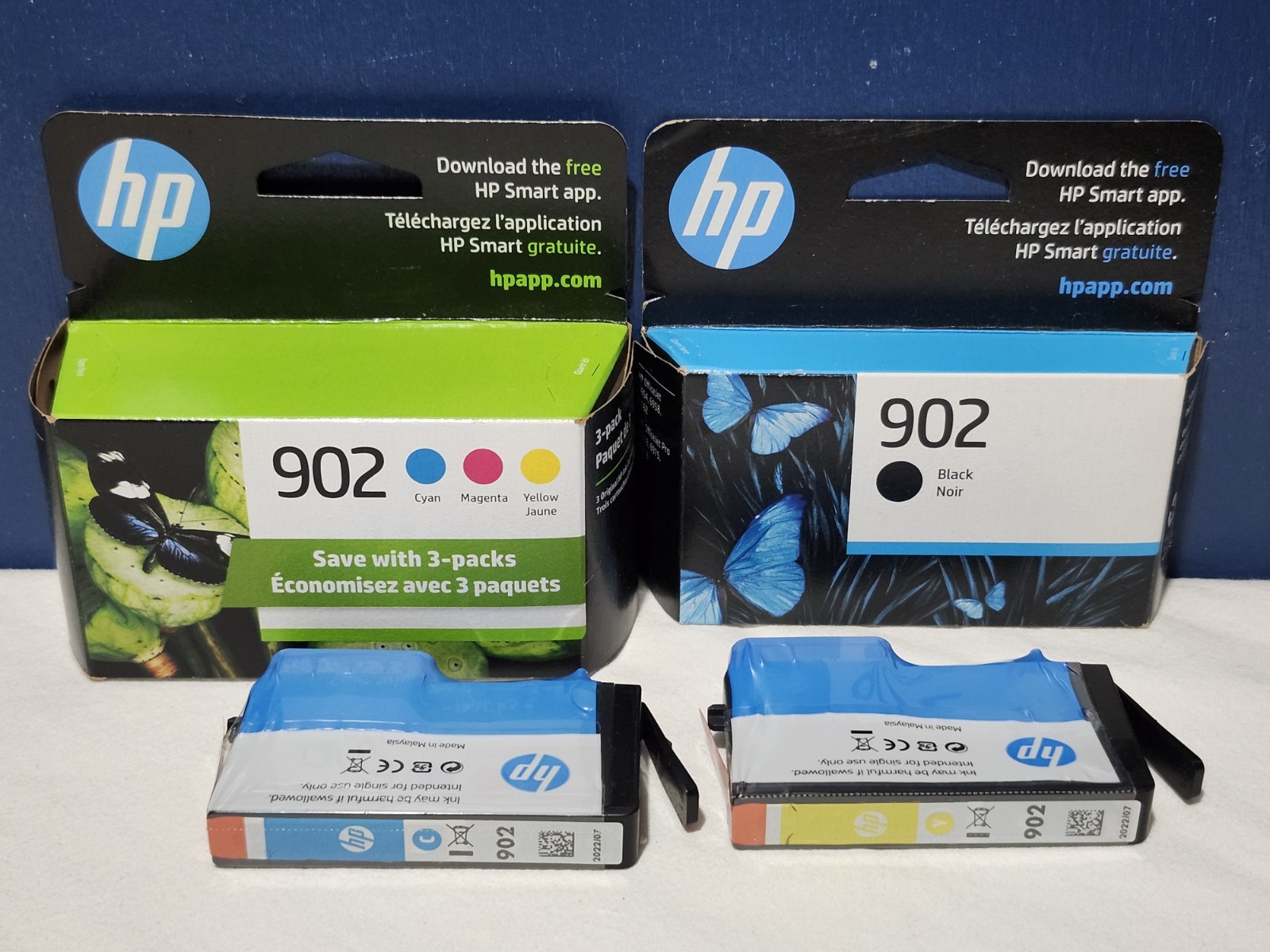 NEW ~ Genuine HP 902 Ink Cartridges 6-Pack CMYK ~ 4 Sealed, 2 Open