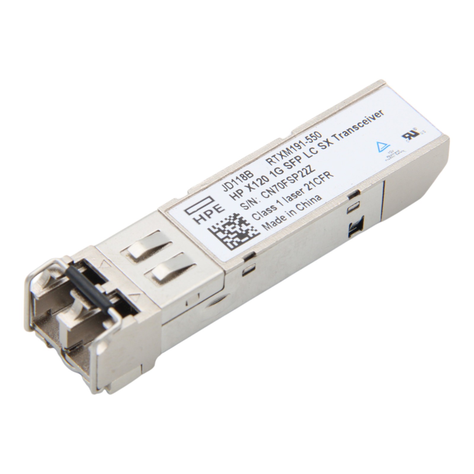 HPE JD118B X120 1Gb SFP LC SX RTXM191-550 Transceiver Module