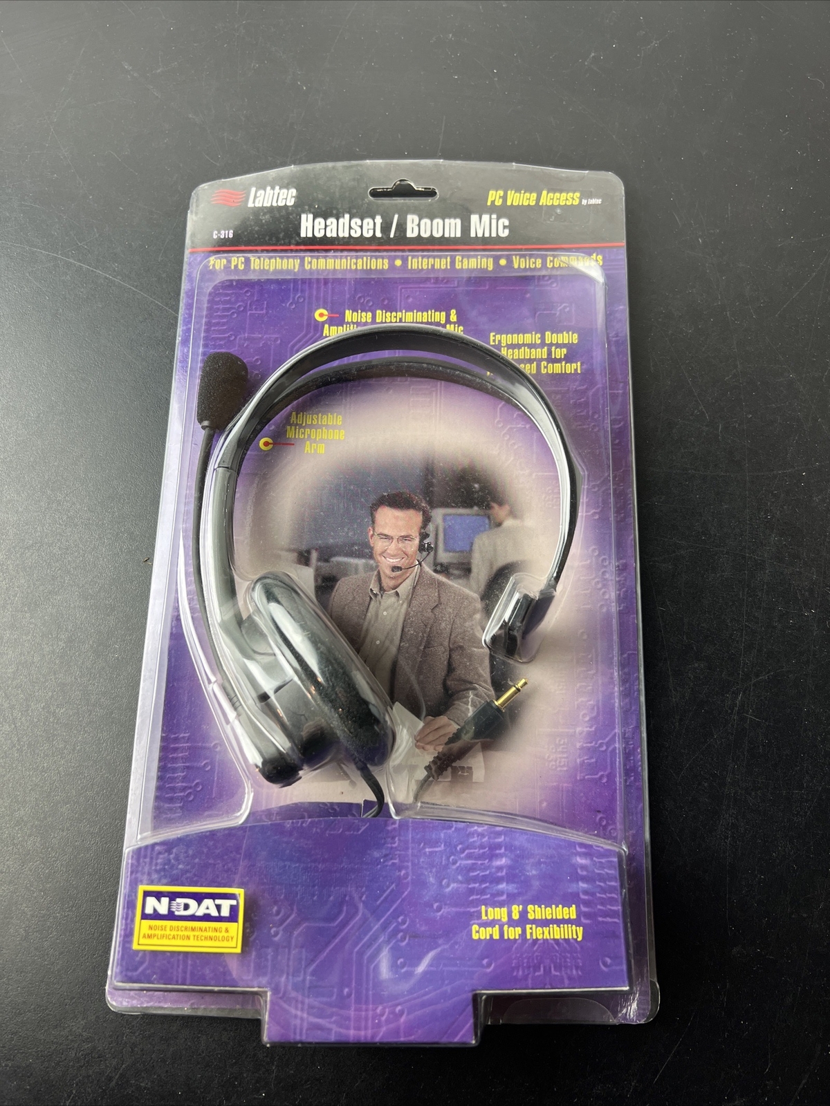 Labtec C-316 Black Headband Headsets w/ Boom Microphone PC Voice Access NEW NOS