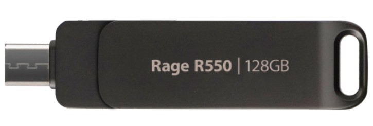 Rage R550 128GB USB 3.2 Gen 1 Flash Drive USB-A/USB-C PE128GR550DSAD