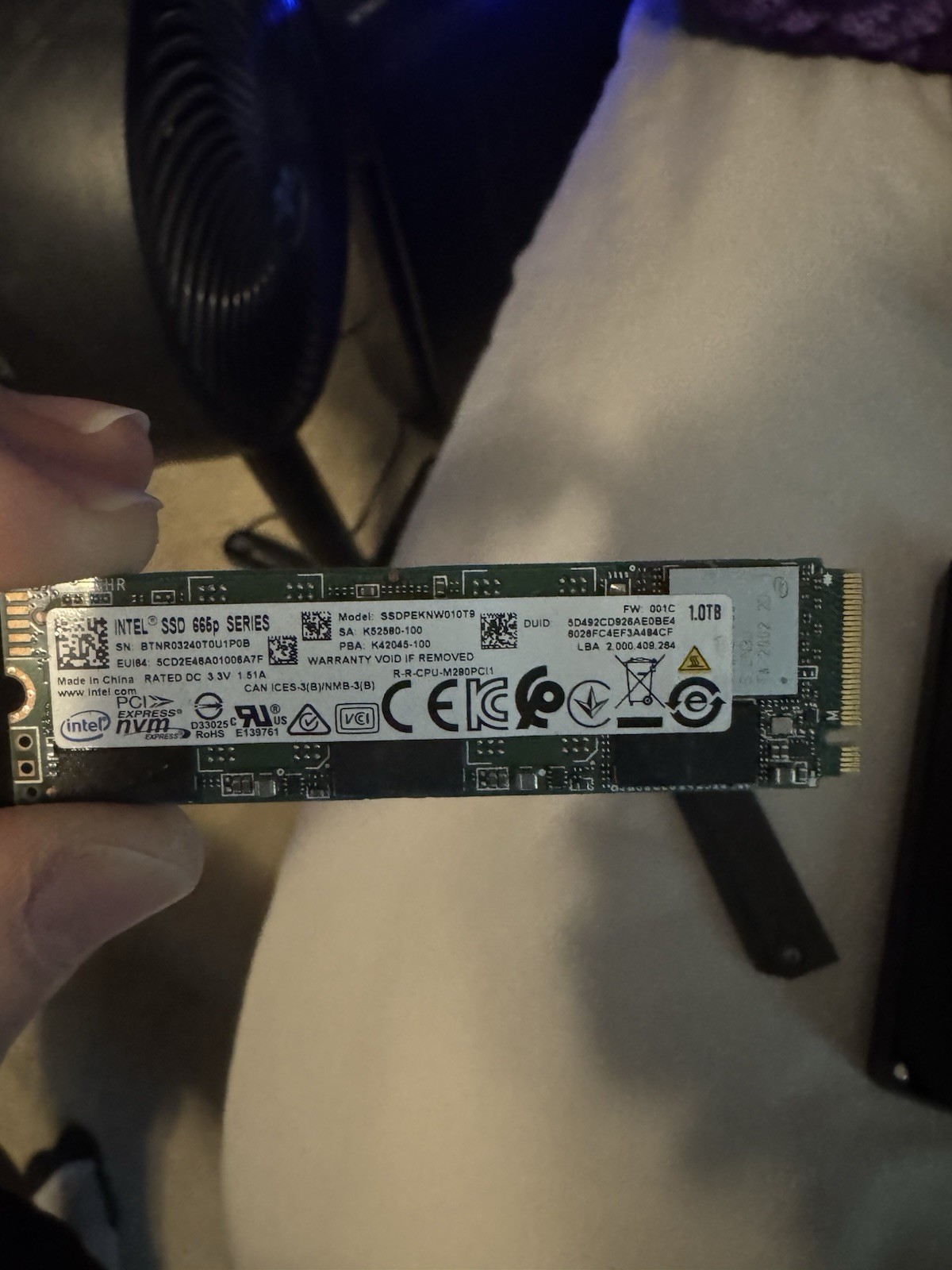 Intel 2280mm 665p Series 1TB M.2 NVMe Gen 3.0 x 4 SSD SSDPEKNW010T9