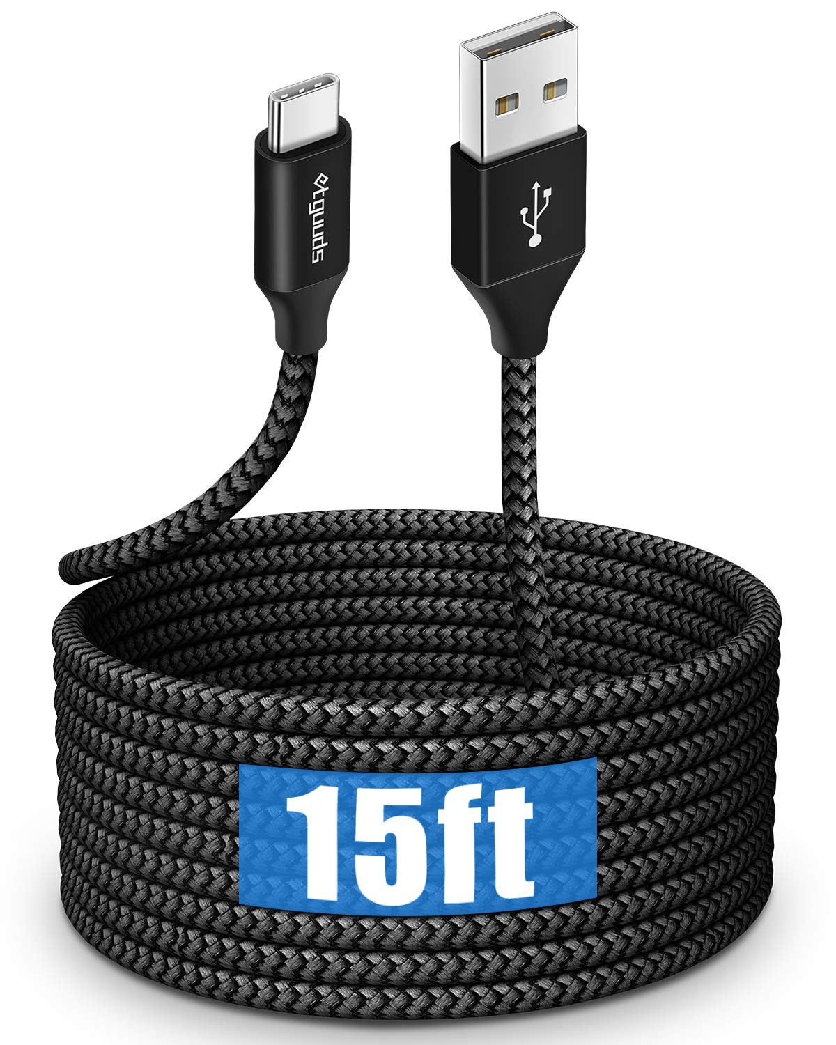 etguuds Long USB C Cable 15ft, 2.0 to Type C Fast Black 