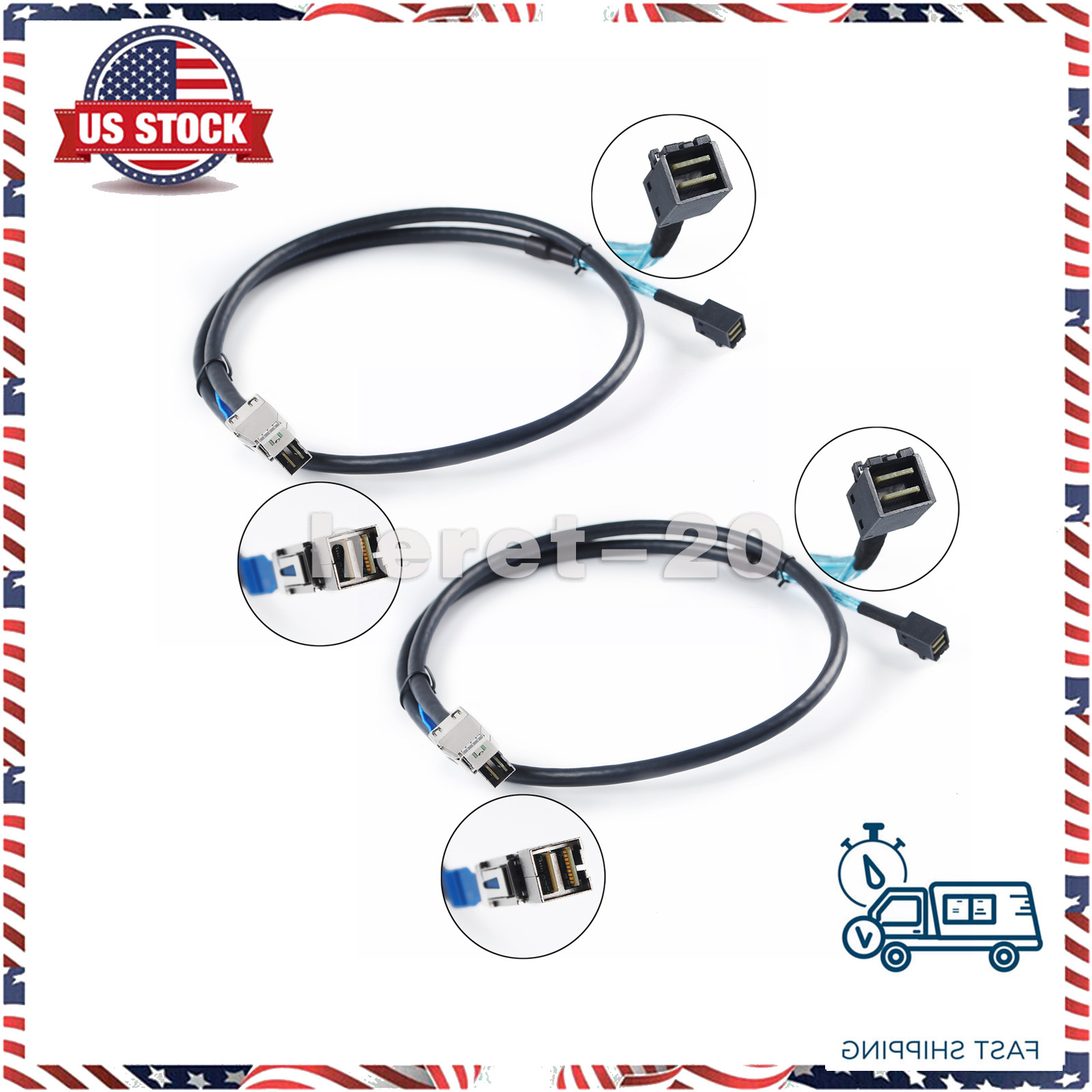 2PCS External HD Mini SAS SFF-8644 TO Internal Mini SAS SFF-8643 Cable 12Gb/s 1M