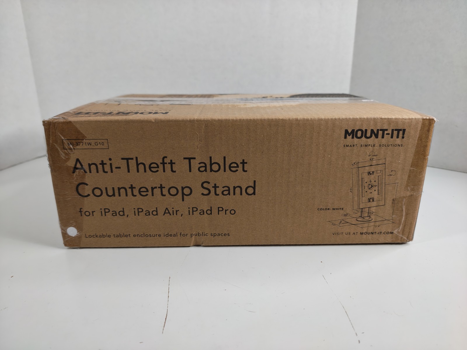 MOUNT-IT MI-3771W_G10 WHITE ANTI-THEFT TABLET COUNTERTOP STAND FOR IPAD/AIR/PRO