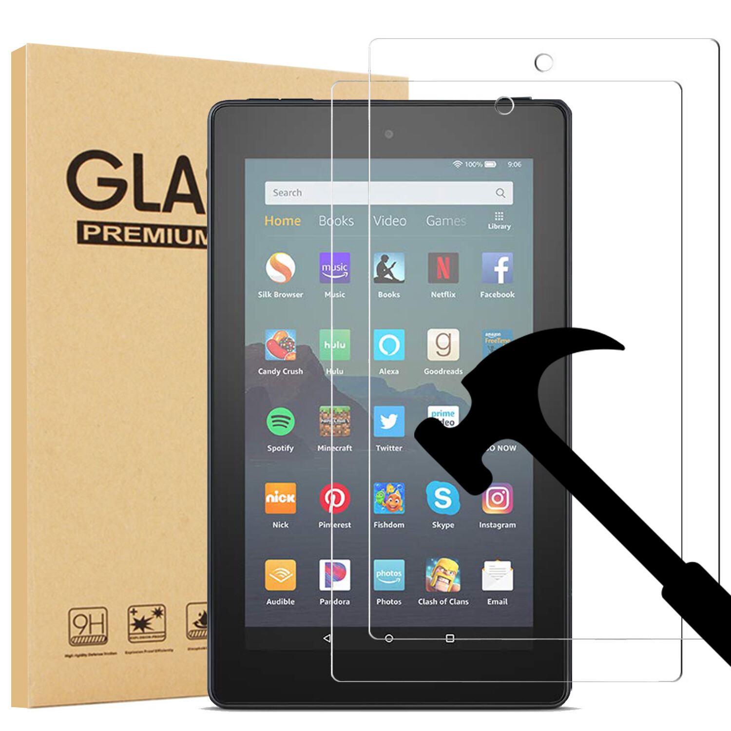 2 PACK Anti Scratch 9H Tempered Glass Screen Protector For Amazon Kindle Fire 7"