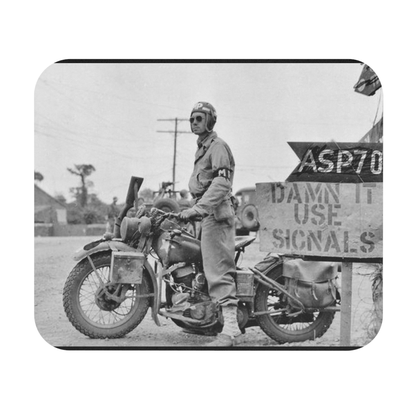 WWII American Military Police on a Harley-Davidson  Mouse Pad Gaming  Photo