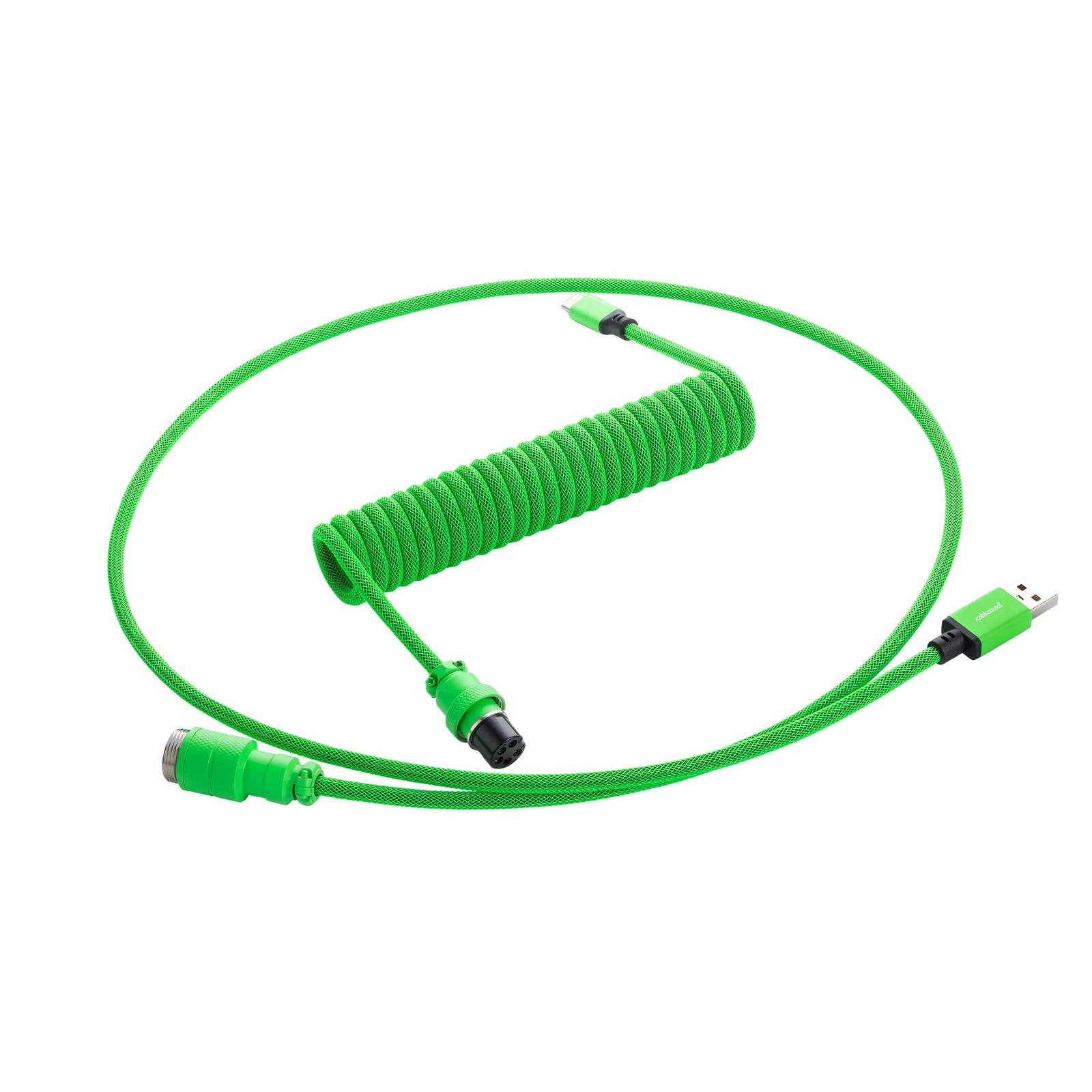 CableMod Pro Coiled Keyboard Cable (Viper Green, USB A to USB Type C, 150cm)