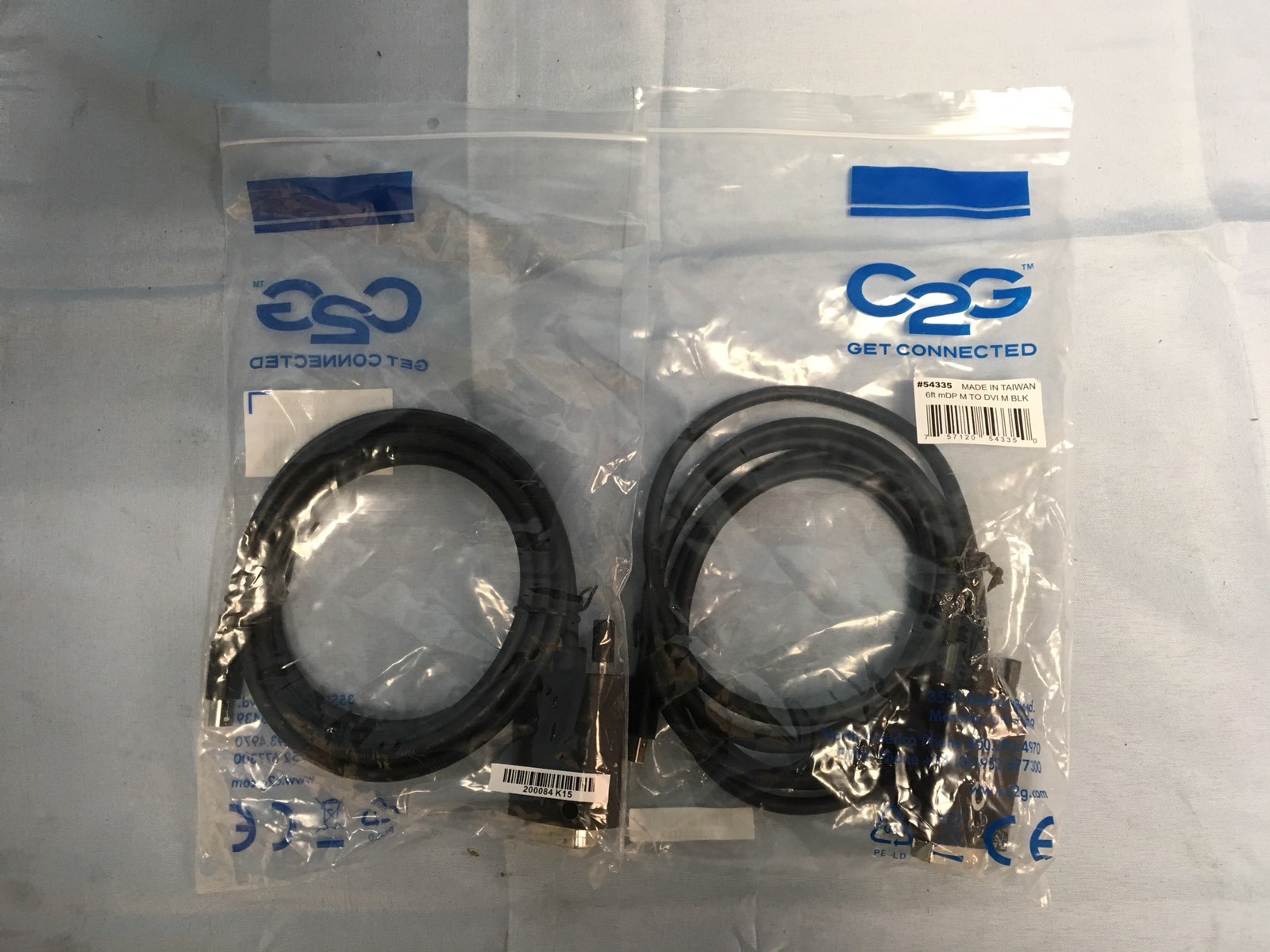 2 NEW C2G 54335 6ft Mini DisplayPort Male to Single Link DVI-D Adapter Cable