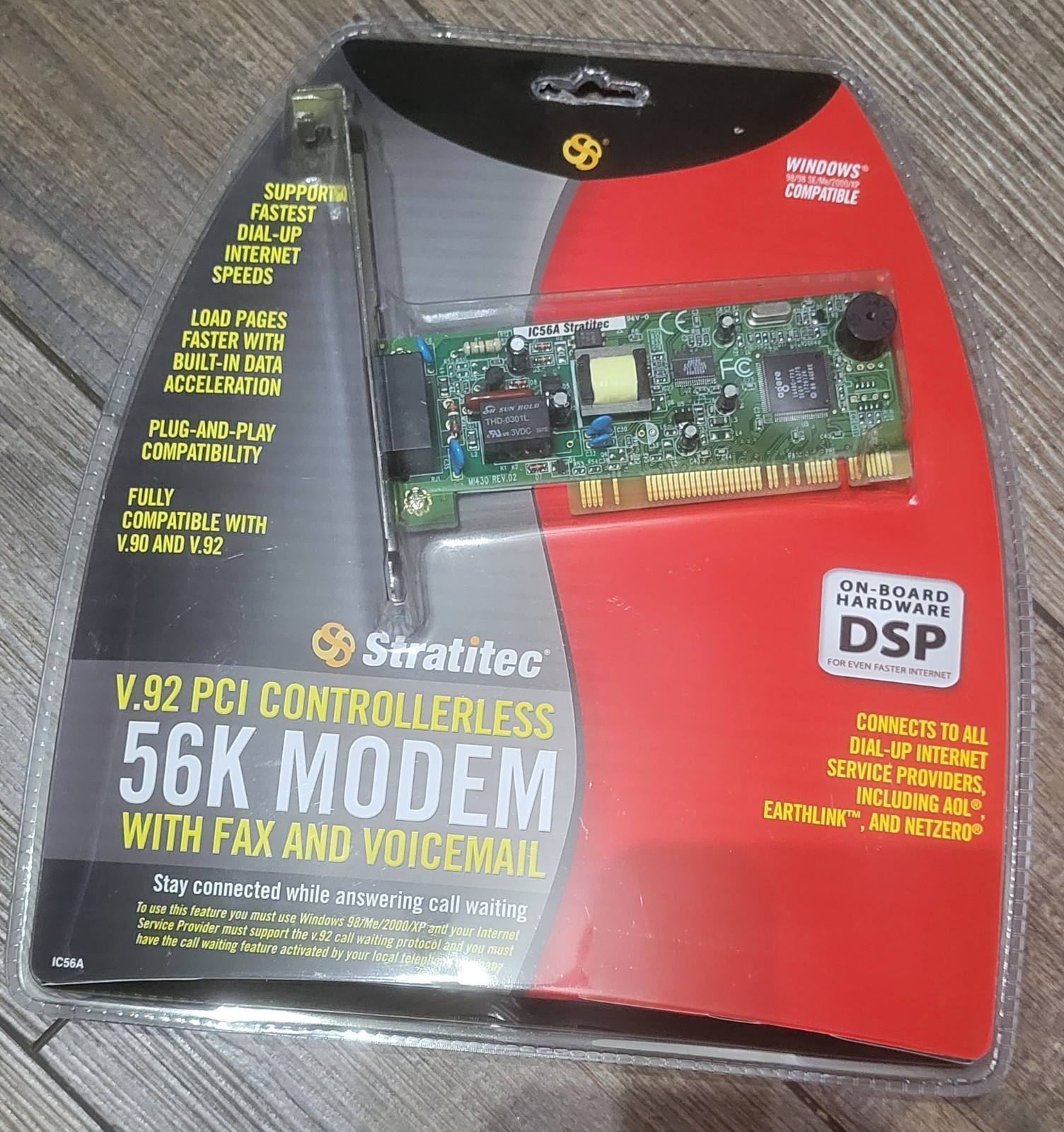 Vintage Stratitec V.92 PCI Controllerless 56K Modem W/Fax And Voice-mail DSP NOS