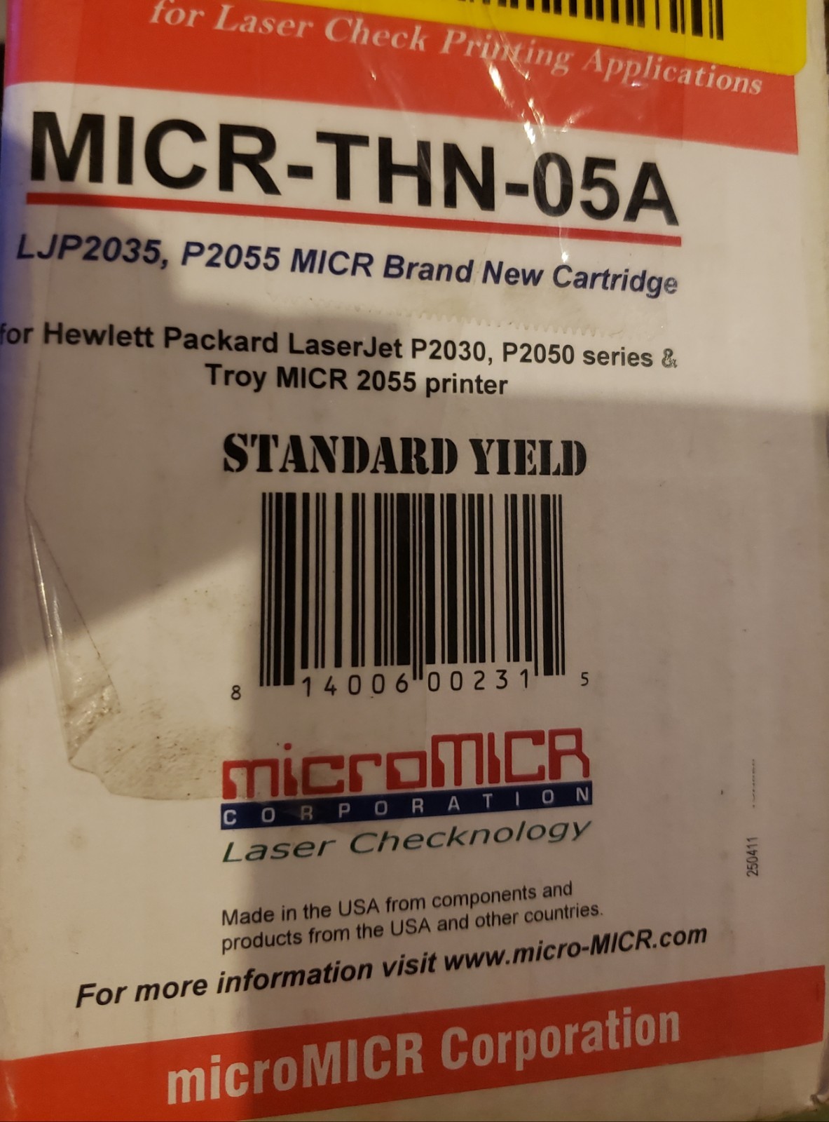 Micromicr Toner Cartridge - Black - Laser - 2300 Page - 1 Each (THN05A)