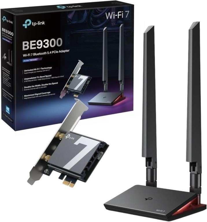 TP-Link Archer TBE550E BE9300 WiFi 7 PCIe Adapter Bluetooth 5.4 Open Box