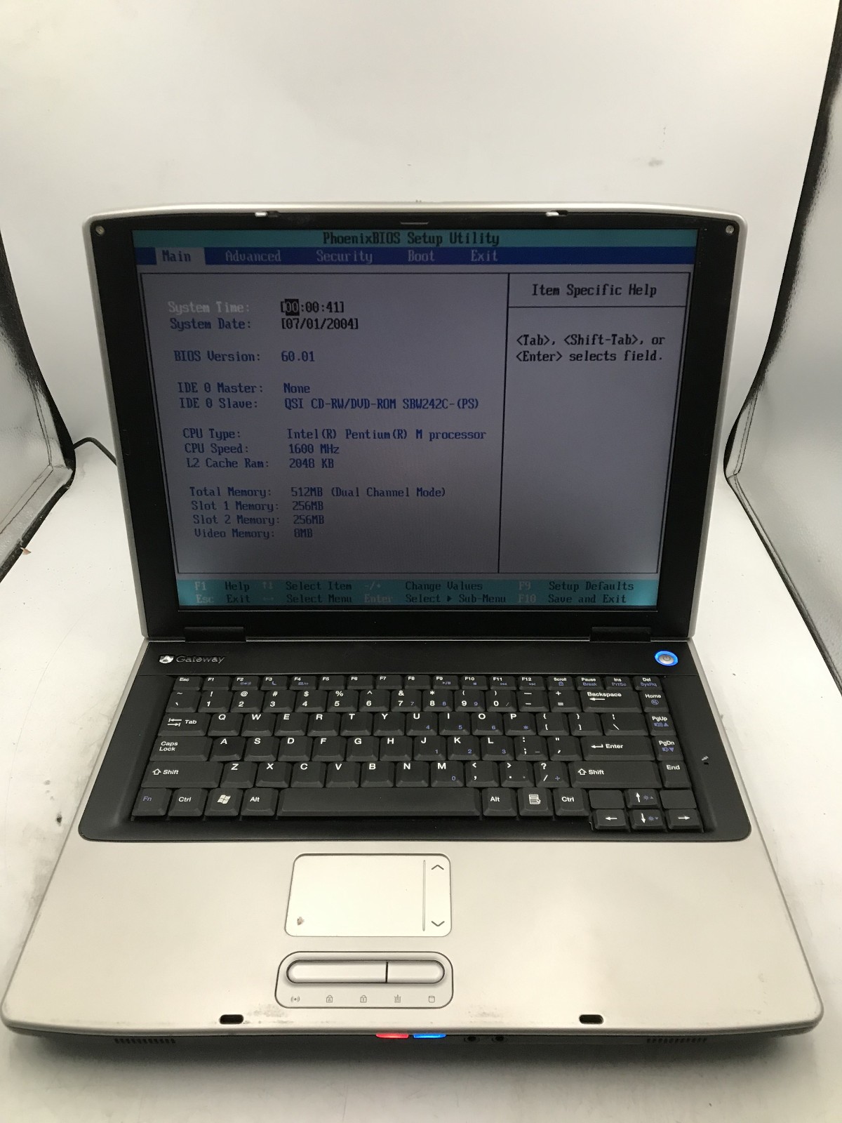 GATEWAY M460 MA1 - BOOTS TO BIOS - INTEL PENTIUM M - 512MB RAM -READ DESCRIP- BB