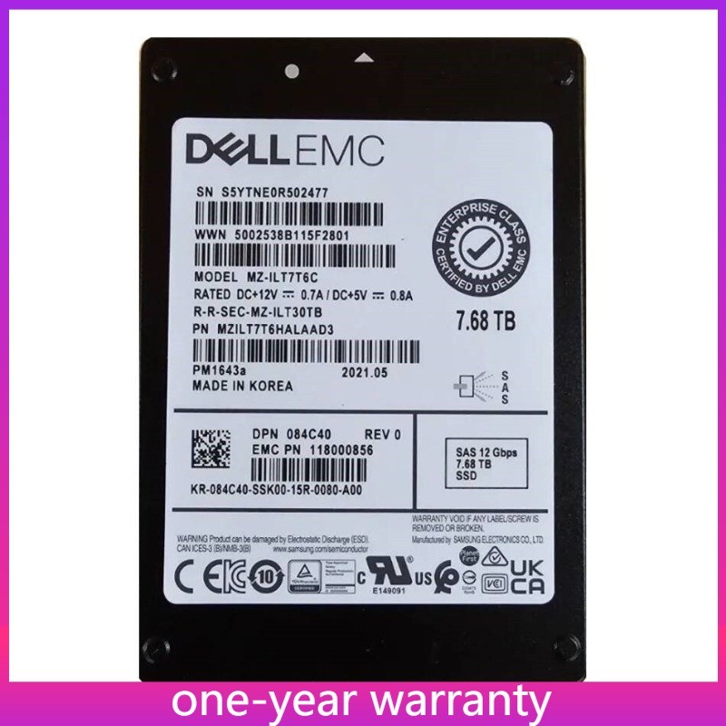  PM1643a, MZ-ILT7T6C Samsung 7.68TB DELL SSD 12Gb/s 2.5" SAS MZILT7T6HALAAD3