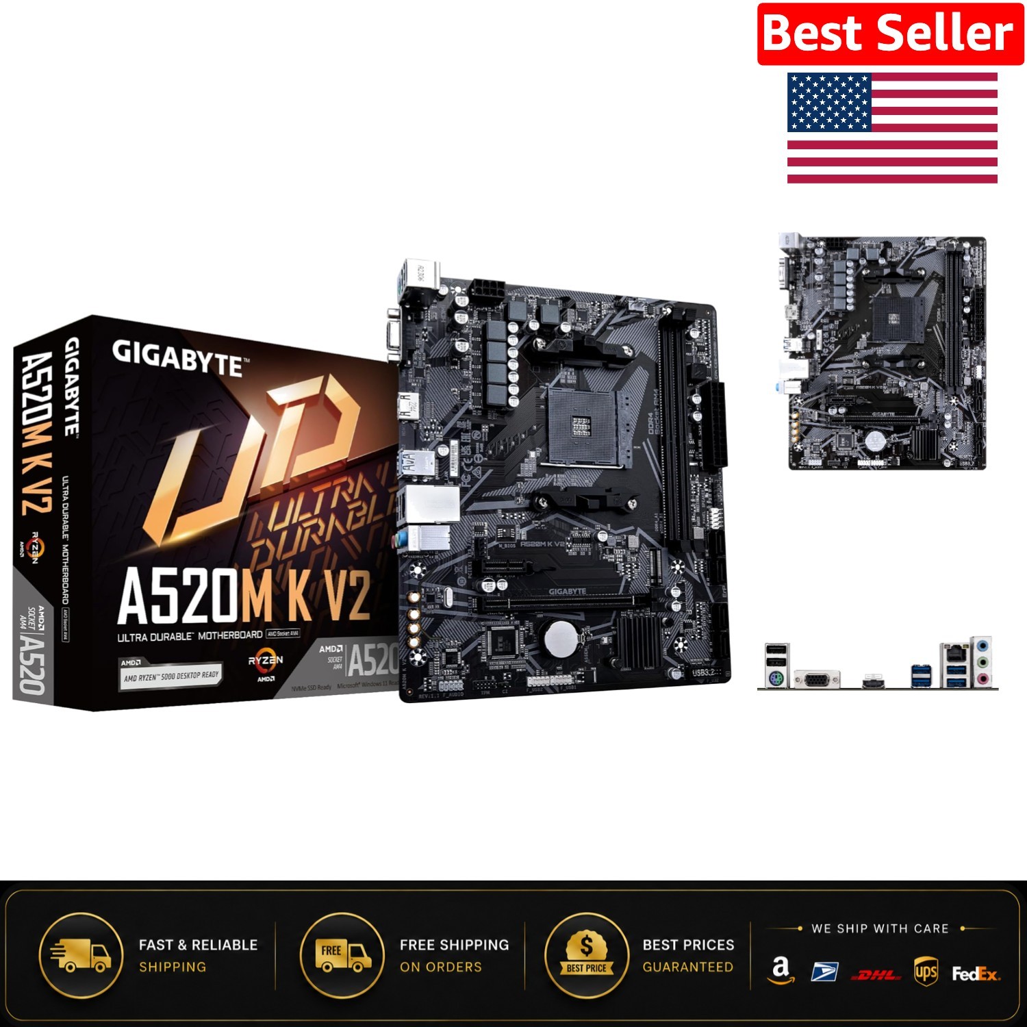 AM4 A520M K V2 Motherboard - M.2, HDMI, USB 3.2, Ideal for Compact Builds