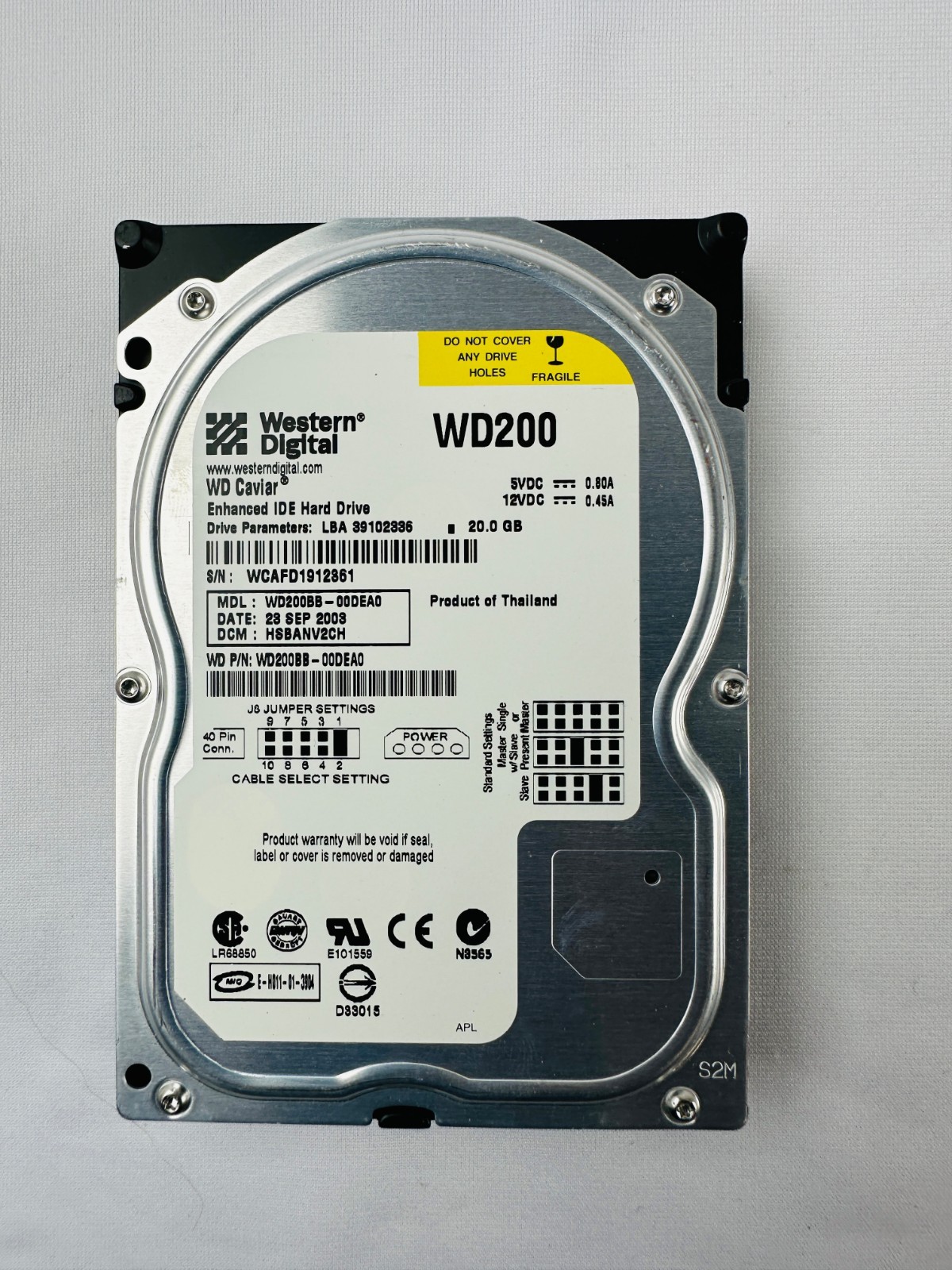Western Digital WD200BB-00DEA0 Enhanced IDE Hard Disk Drive