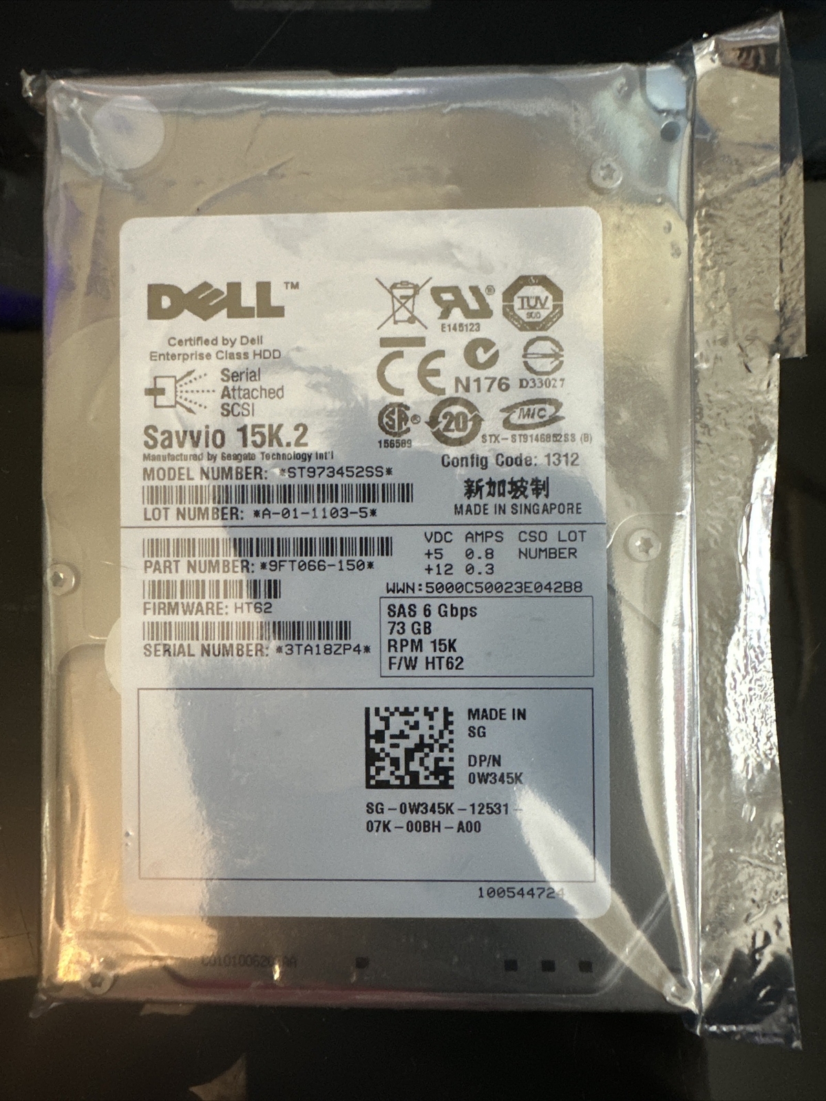 Dell Seagate 9FT066-050  73GB SAS 6Gbps 16MB 2.5" HDD internal hard drive