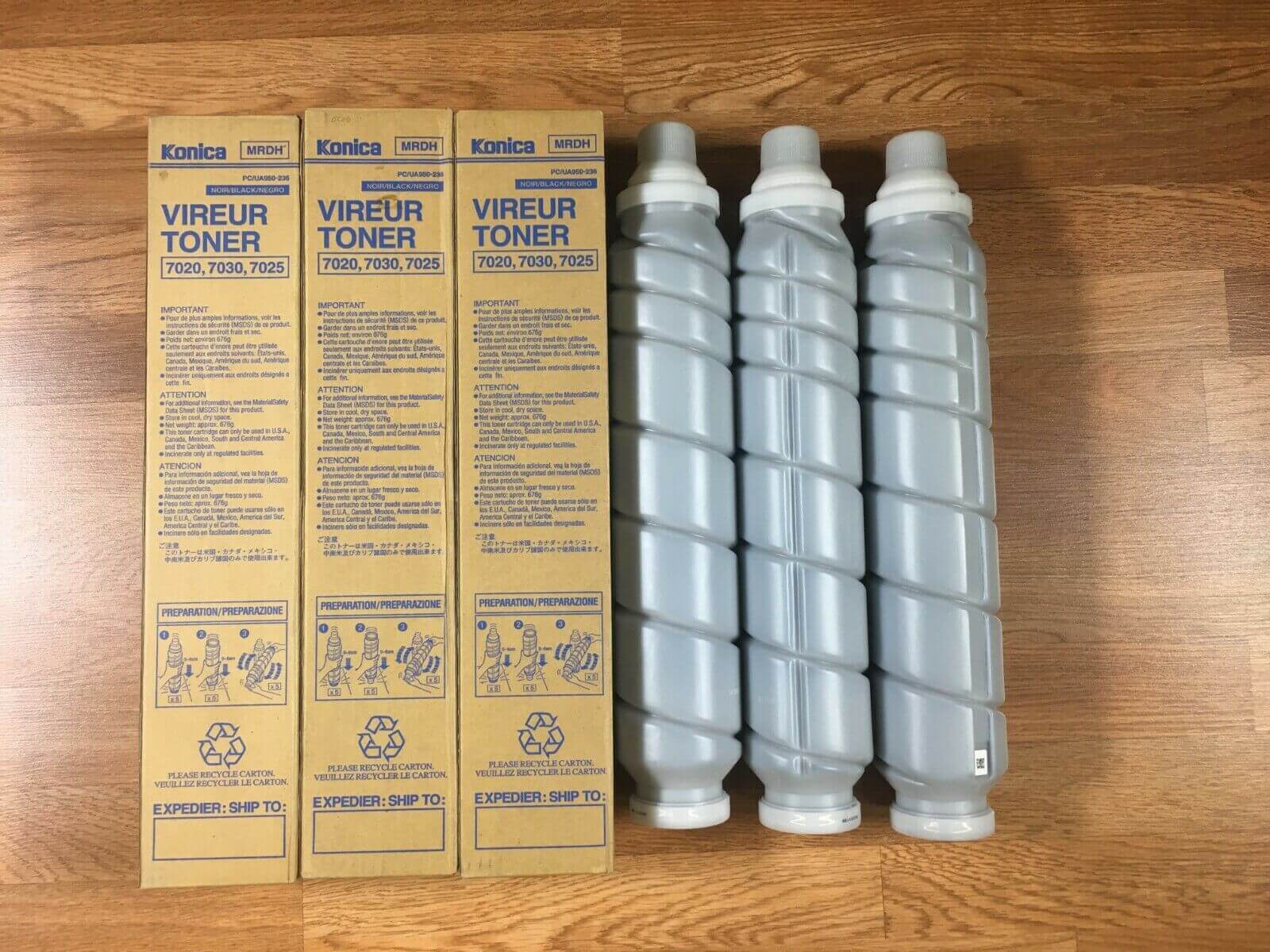 Lot Of 3 Genuine Konica Vireur Toner 7020, 7030, 7025 PC/UA950-236 Same Day Ship