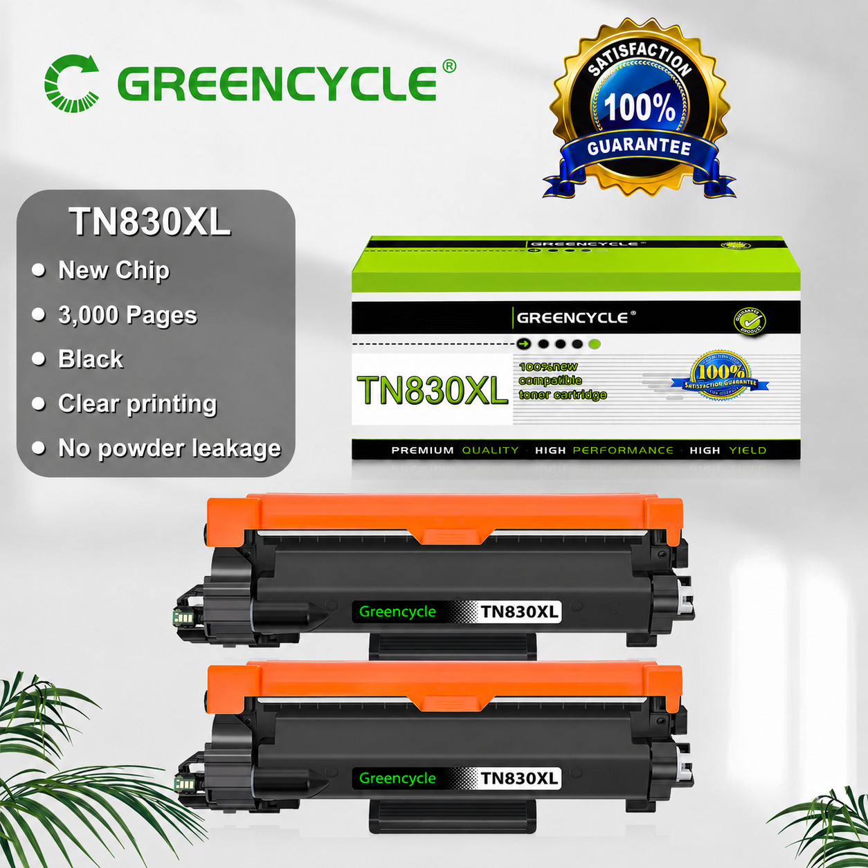 2PK TN830XL Toner Black for Brother DCP-L2640DW HL-L2405W L2480DW Replaces TN830