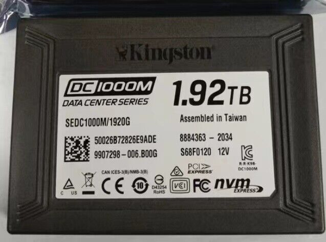 KINGSTON 1.92TB SSD DC 1000M U2 SEDC1000M/1920 NVME Slolid State Drive--
