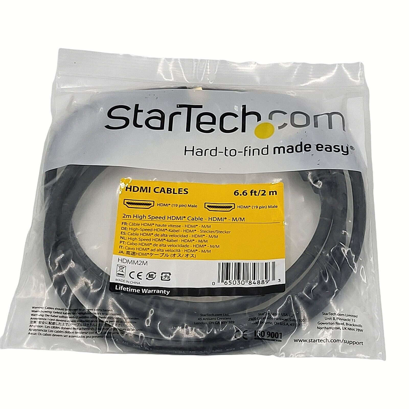 StarTech Star Tech HDMI Cable HDMM2M 6.6 Feet 2 Meters