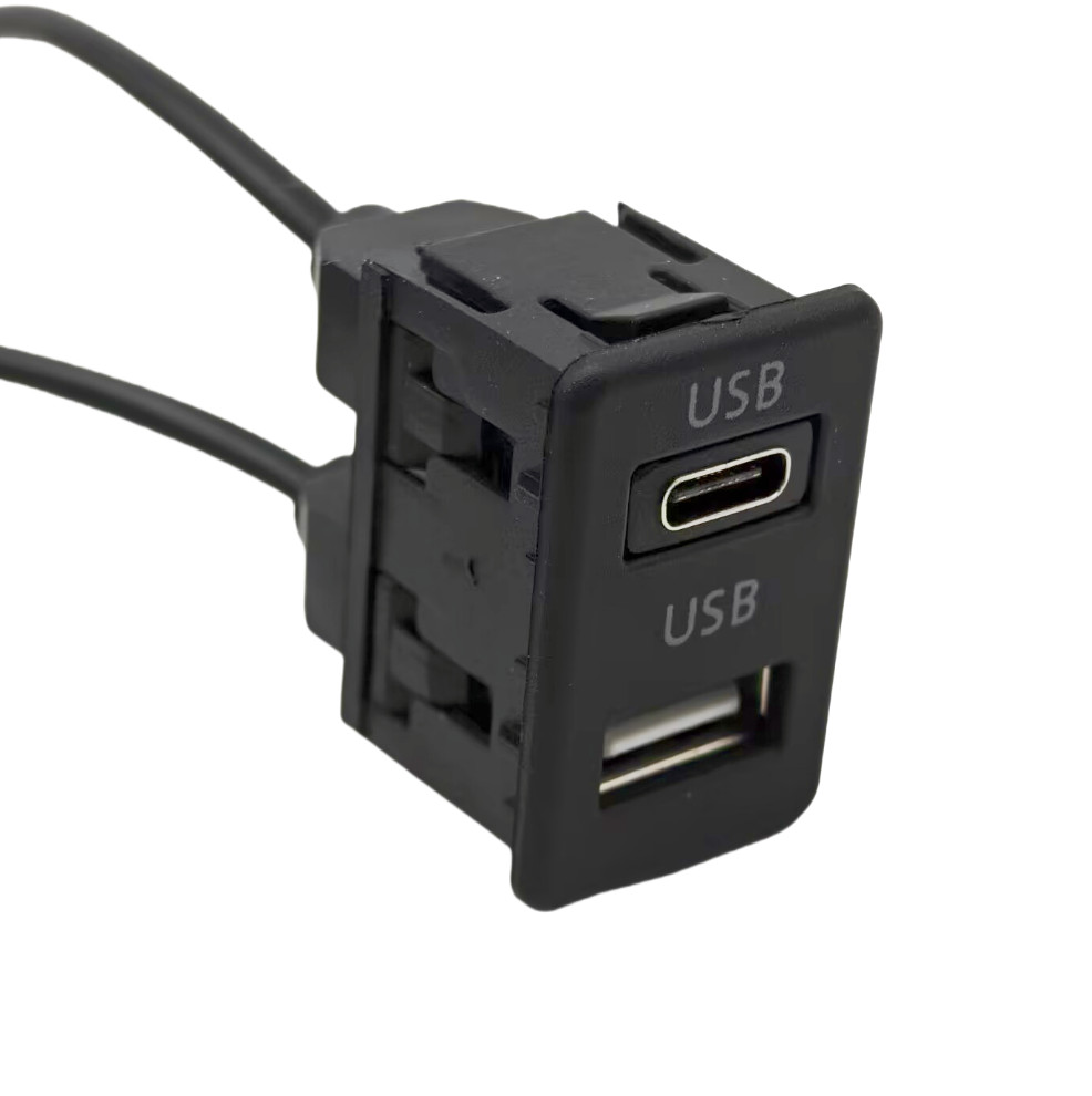Car Dash Flush Mount Type-C USB Panel Dual USB Extension Adapter Cable 145CM