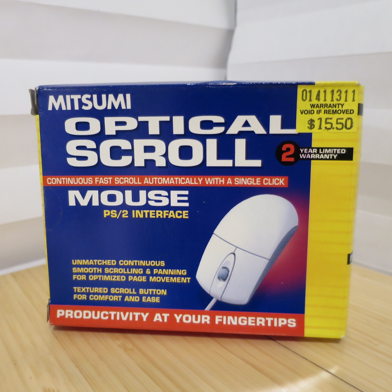 NOS Vintage Mitsumi PS2 Optical Mouse ECM-S6102 2-Button with Scroll Wheel