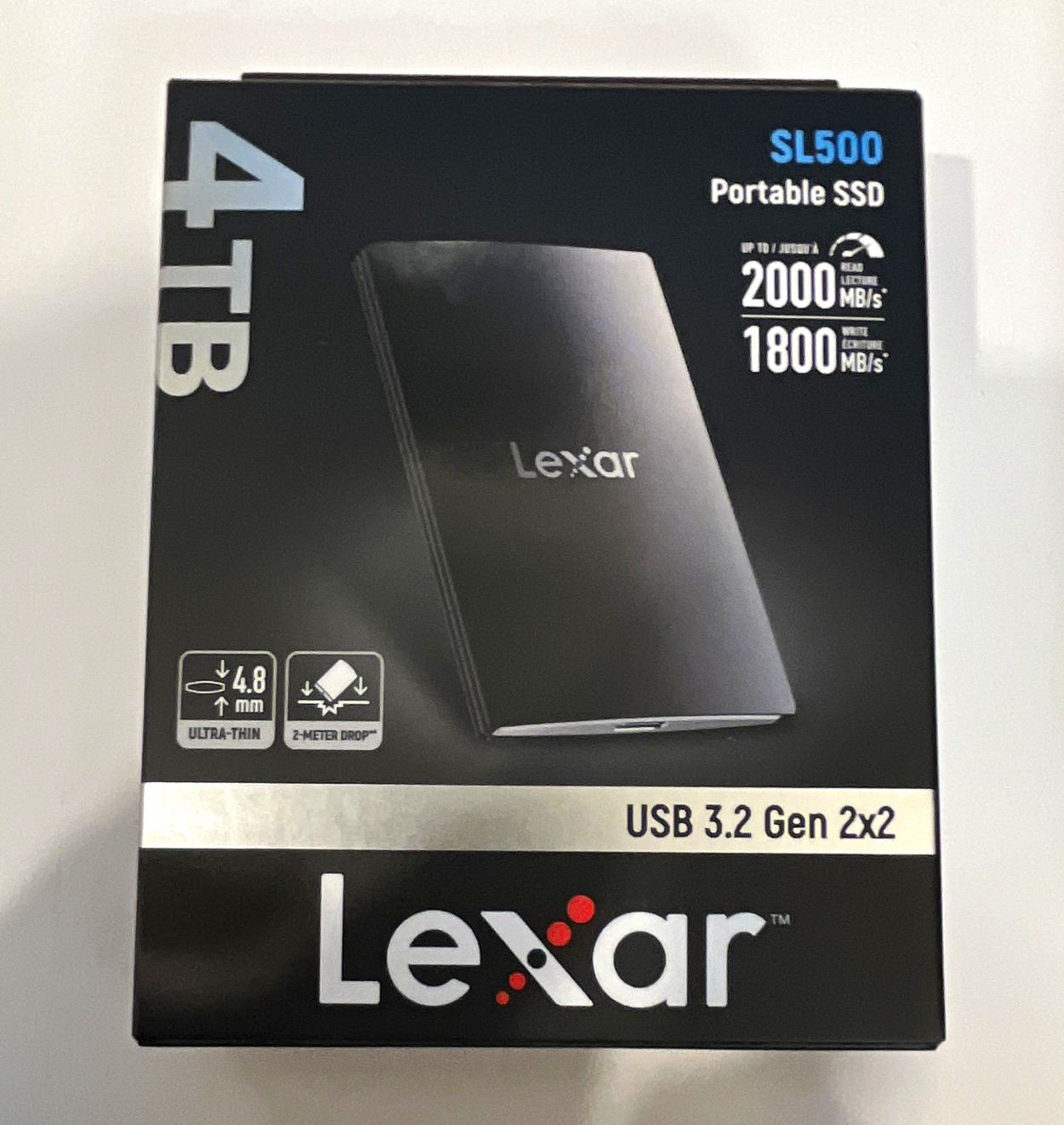 Lexar SL500 4TB Portable External SSD USB-C/A USB 3.2 Gen 2x2, Black