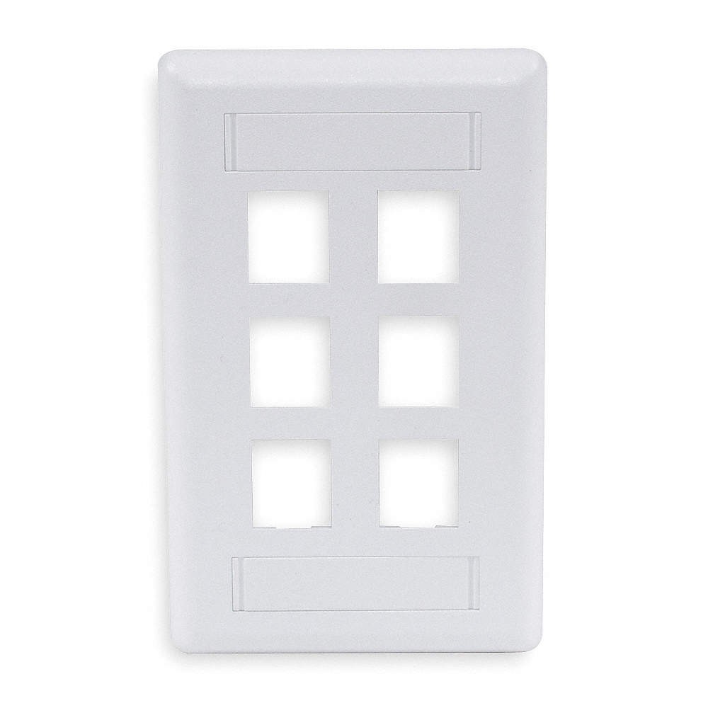 HUBBELL PREMISE WIRING IFP16OW Wall Plate,6 Port 5LV26