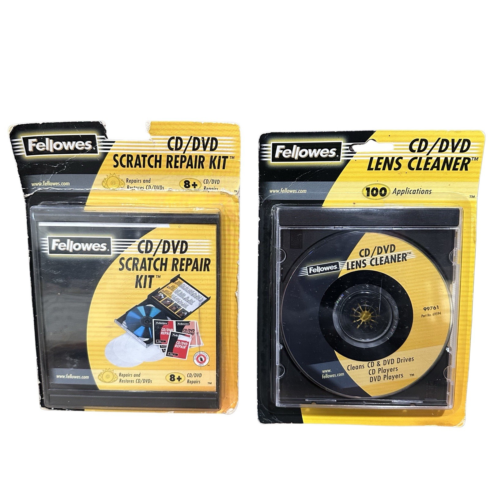 NIB Fellowes CD/DVD Scratch Repair Kit & CD/DVD Lens Cleaner Lot of 2 Packs