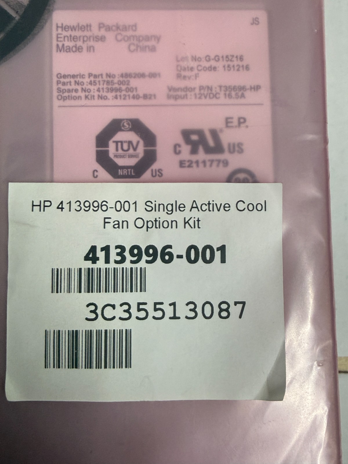 HPE 413996-001 Single Active Cooling Fan Option Kit 200 Module | Sealed