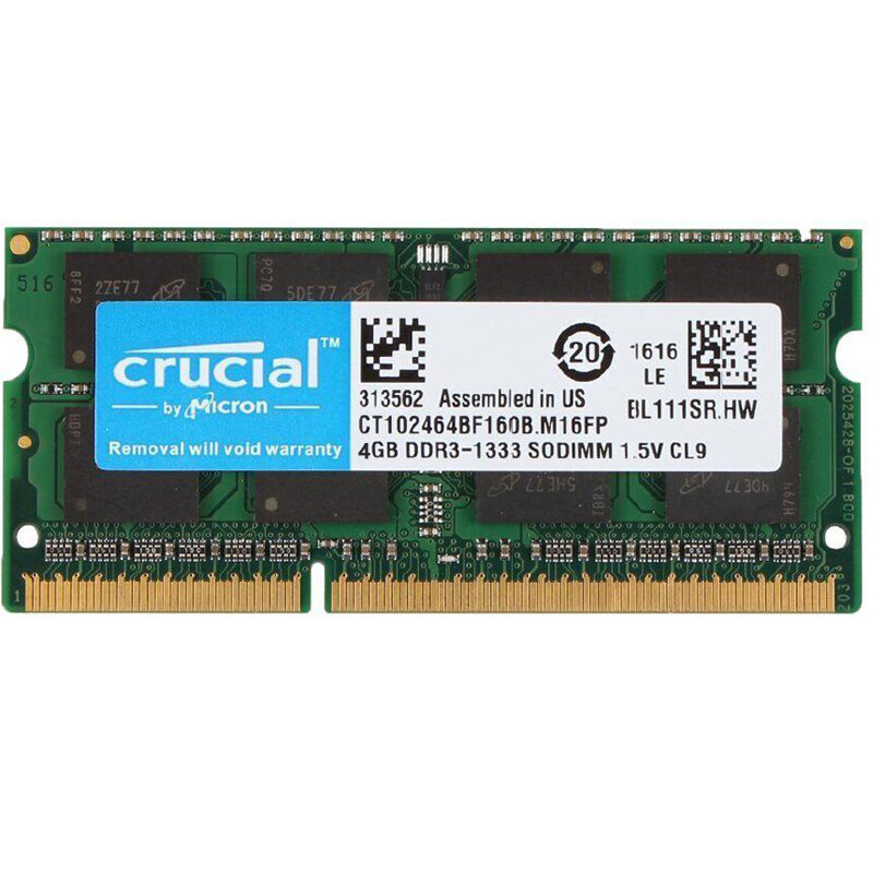 CRUCIAL DDR3 4GB 8GB 16GB 32GB 1333 PC3-10600 Laptop SODIMM 204-Pin Memory RAM