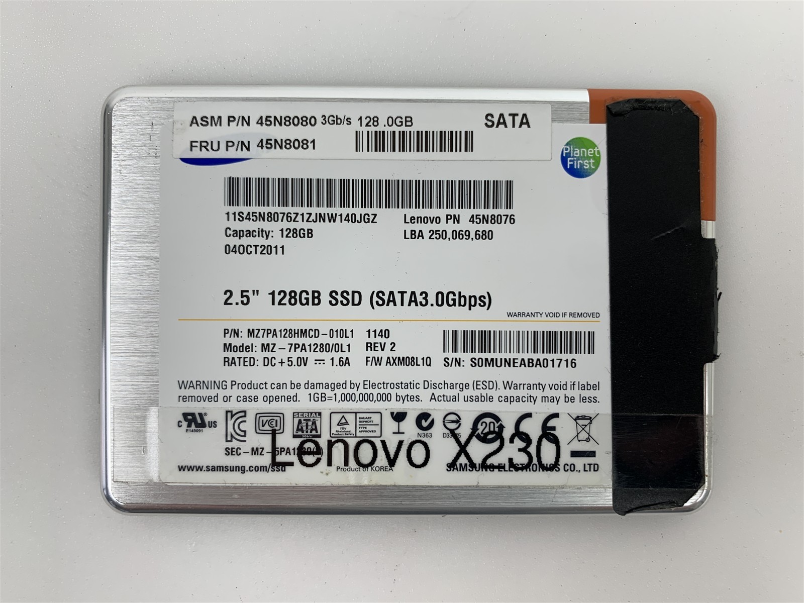 Samsung MZ-7PA1280/0L1 MZ7PA128HMCD 2.5" SATA 3.0Gbps 128GB SSD 