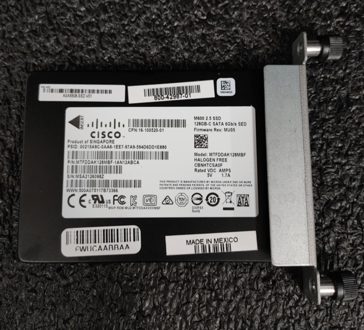 Cisco 800-42987-01 MTFDDAK128MBF-1AN12ABCA M600 128GB 6Gb/s SED SATA 2.5"