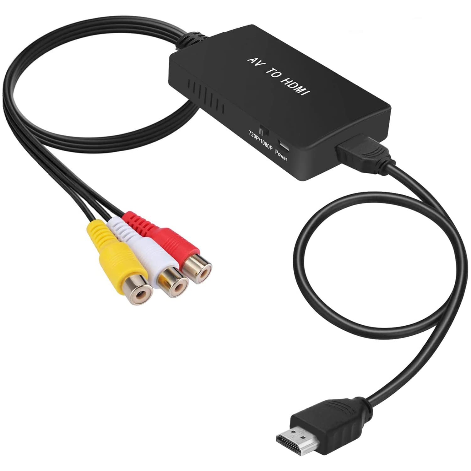 Tengchi RCA to HDMI Converter, Composite Adapter (Pack of 1), Black 
