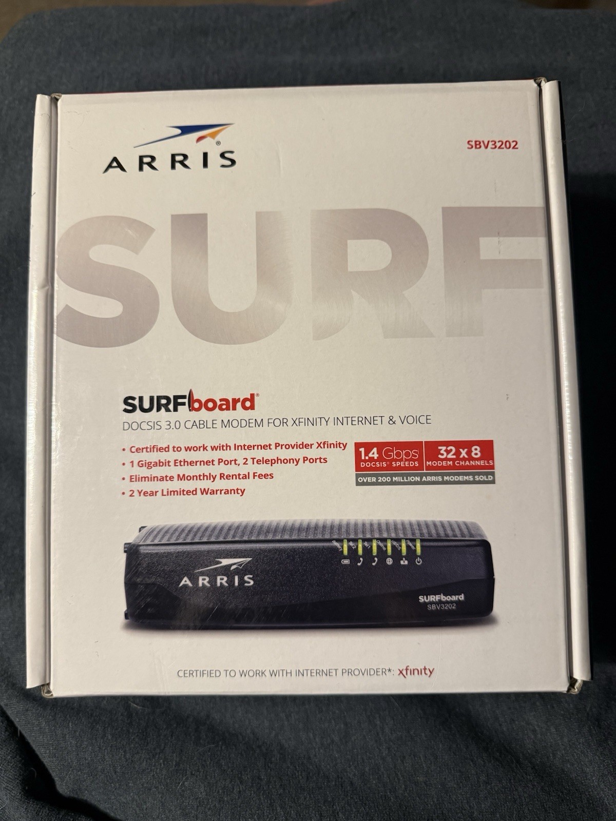 ARRIS SURFboard SBV3202 DOCSIS 3.0 Cable Modem Xfinity Internet Voice w/Battery