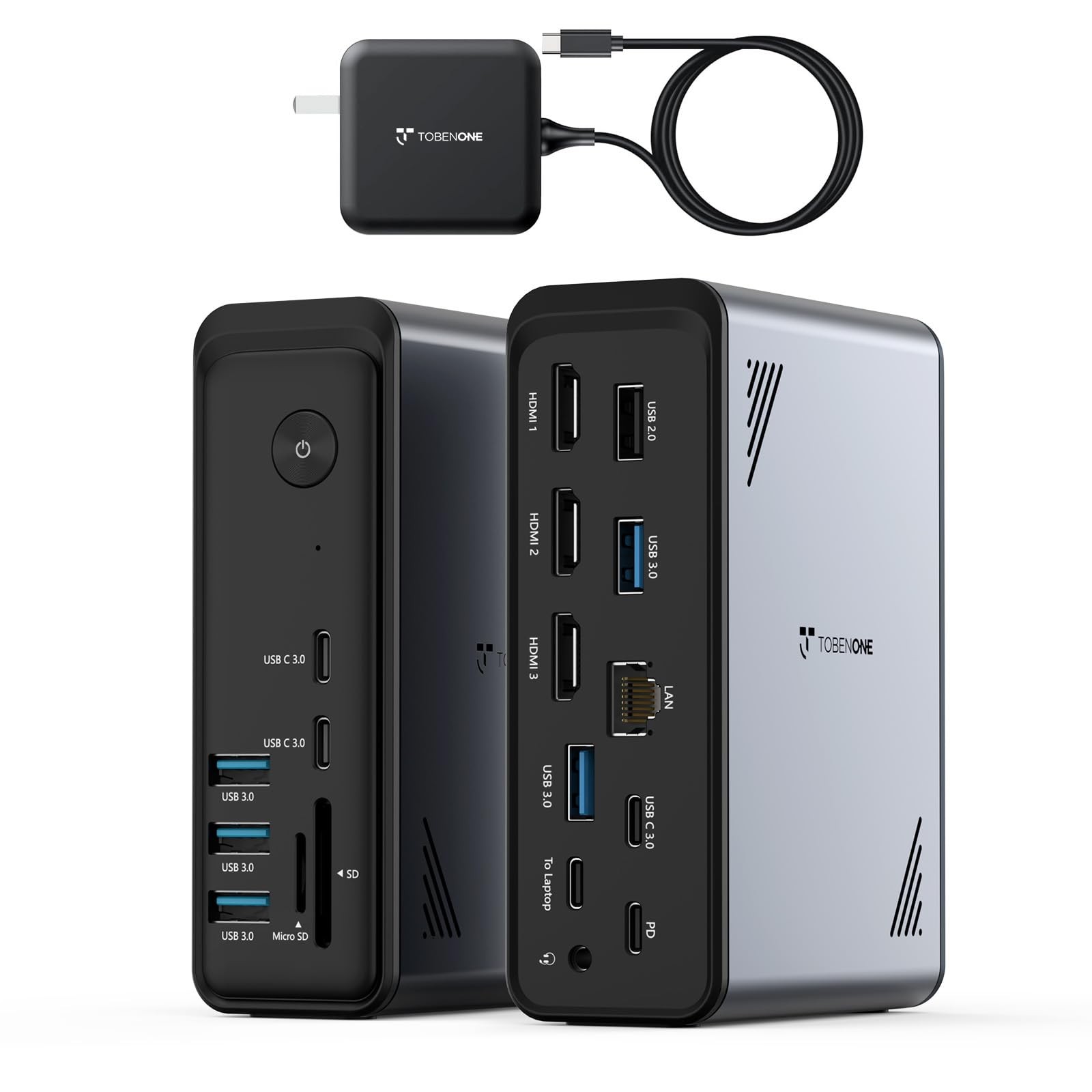TobenONE 18 in 1 USB C Docking Station 3 Monitors 4K@60Hz, Laptop Docking Sta...
