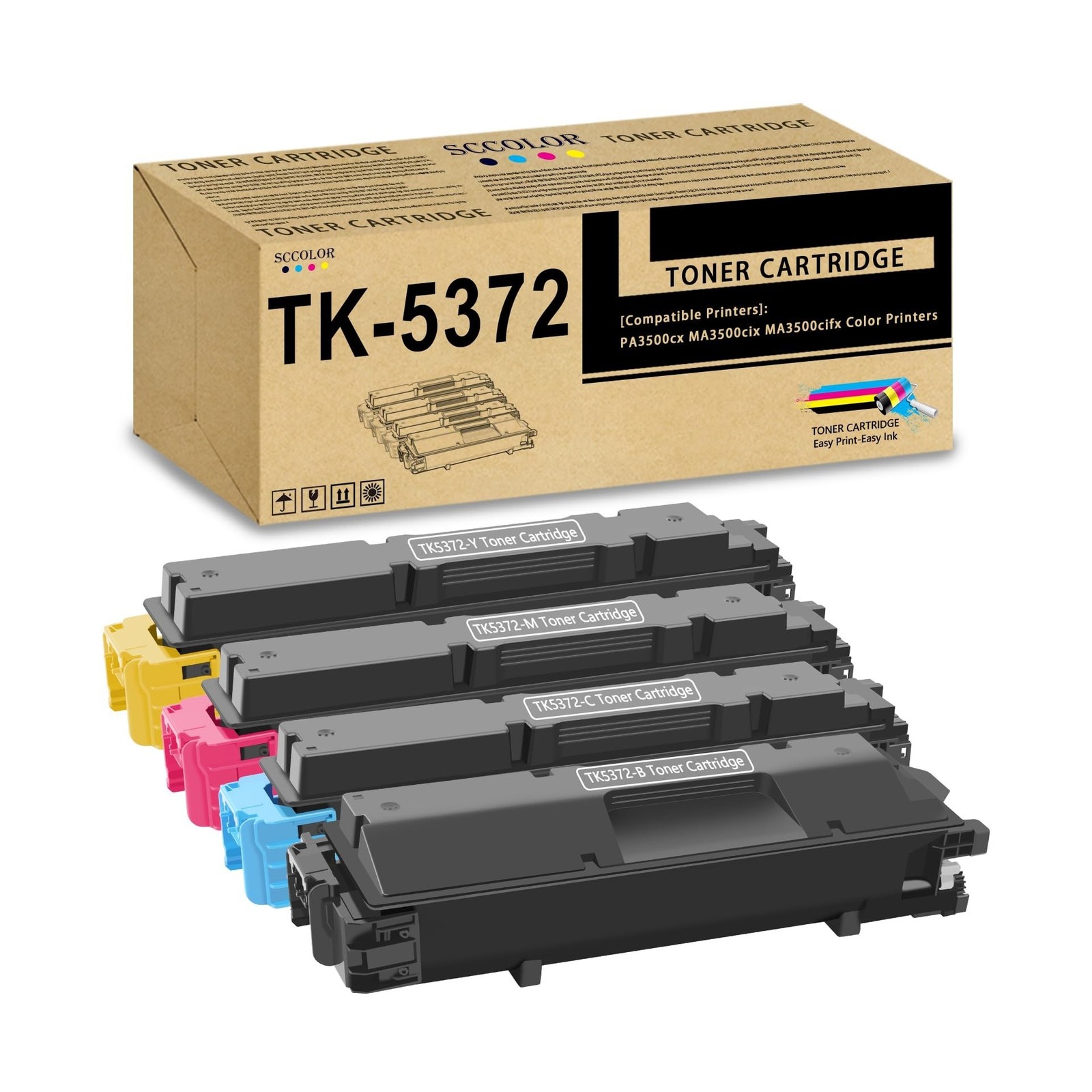 TK-5372 TK5372 Toner Cartridge High Capacity 4Pack Compatible TK-5372K TK-537...
