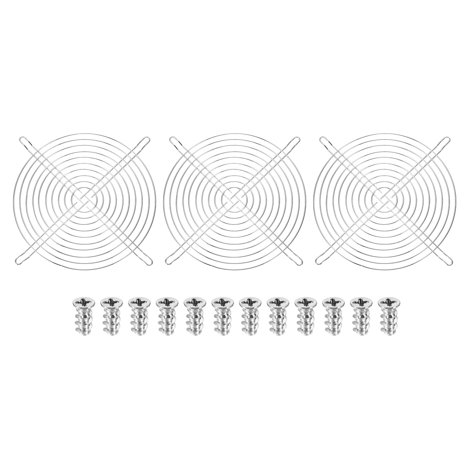3 Pcs 200mm Fan Finger Grill Metal Ventilation Grill Cover with Screws, Silver