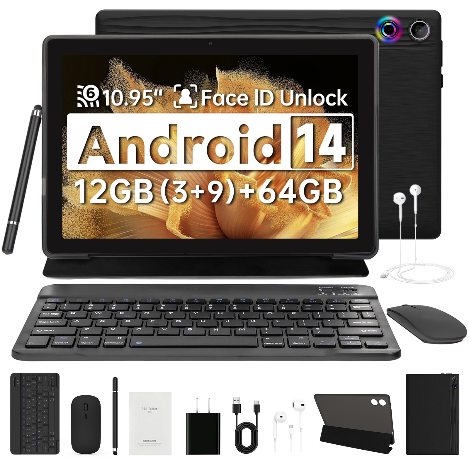 AEEZO 11 inch Android 14 Octa-Core 12GB RAM 64GB ROM Tablet with Keyboard