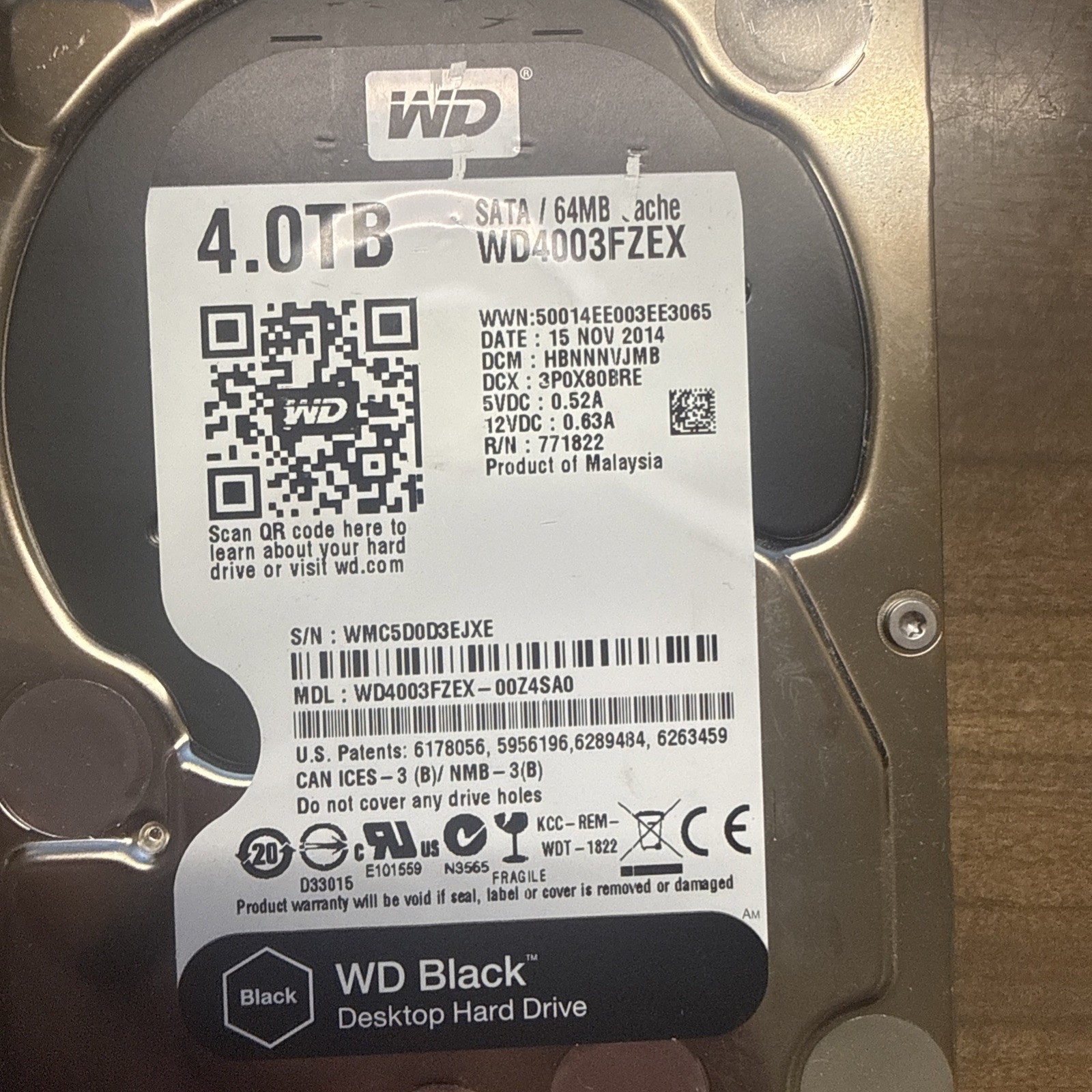 WD Black 4TB WD4003FZEX-00Z4SA0 SATA Tested Good 84177Hrs Donor PCB Board