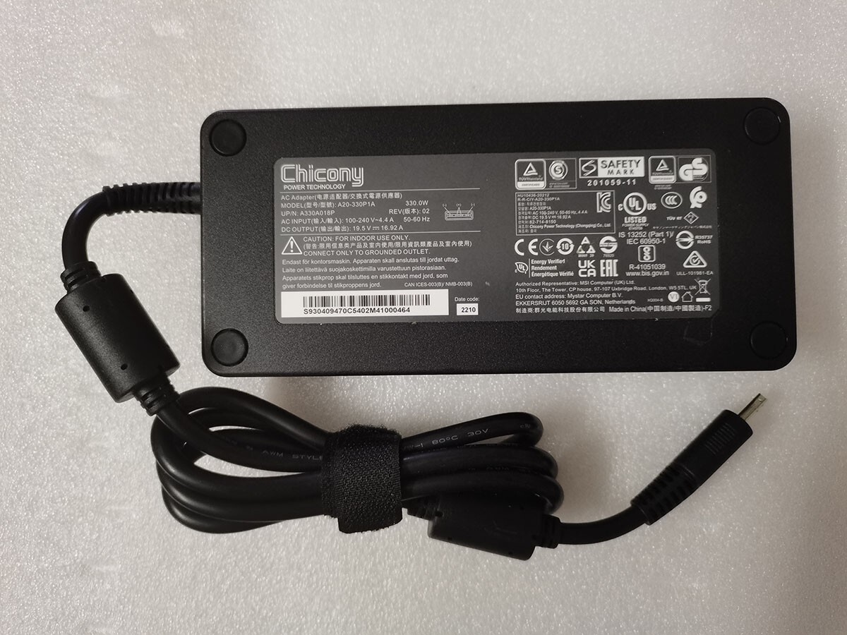 For MSI MS-17K5 Raider GE77HX 12UHS Chicony A20-330P1A 330W AC Adapter Original