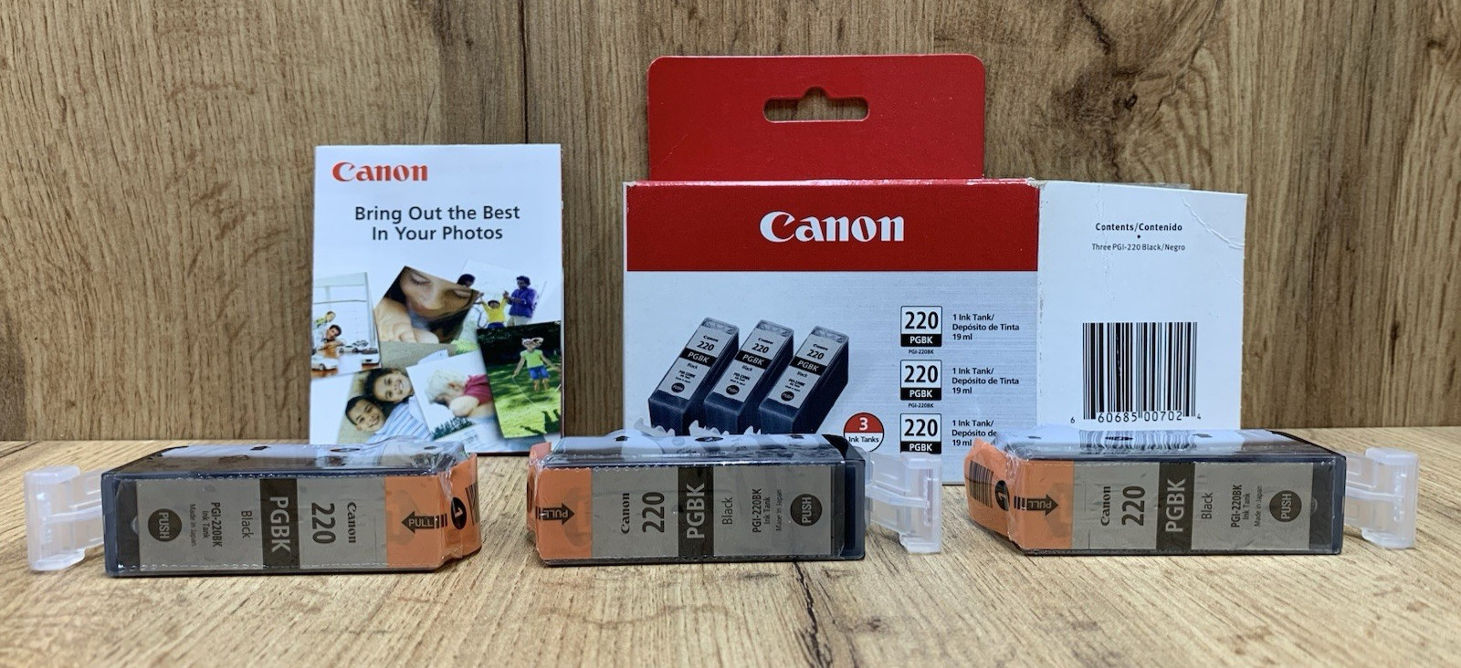 Canon PGI-220 PGBK Black Ink 3 Pack Genuine OEM 2945B004 Factory Sealed