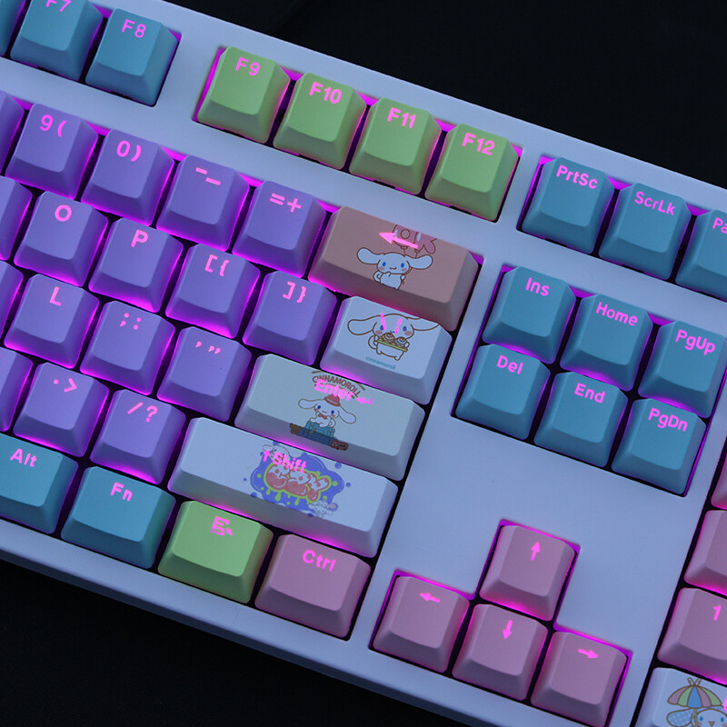 Cute Cinnamoroll baby Theme PBT Translucent Keycaps 108 OEM Height for Mechanica