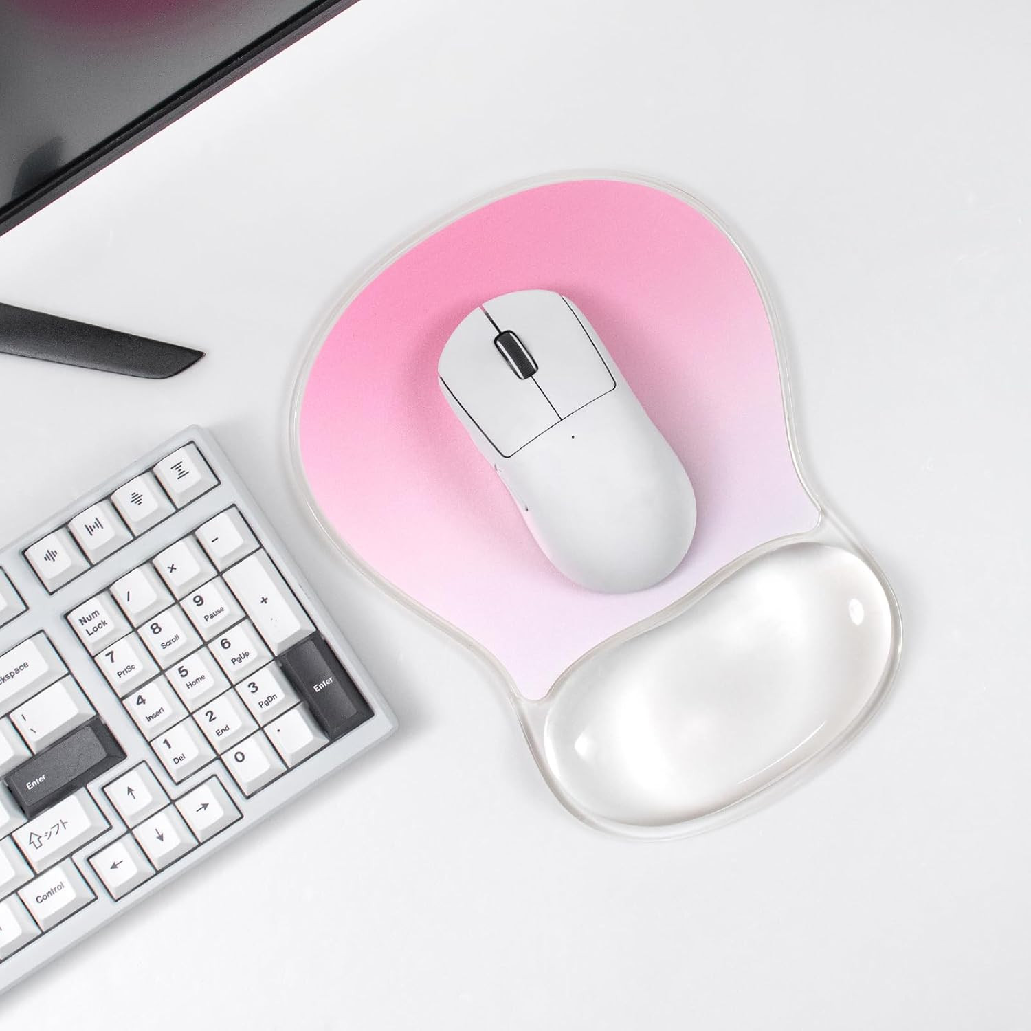 Pink Mouse Pad with Gel Wrist Rest Support, Ergonomic Desk Accessories