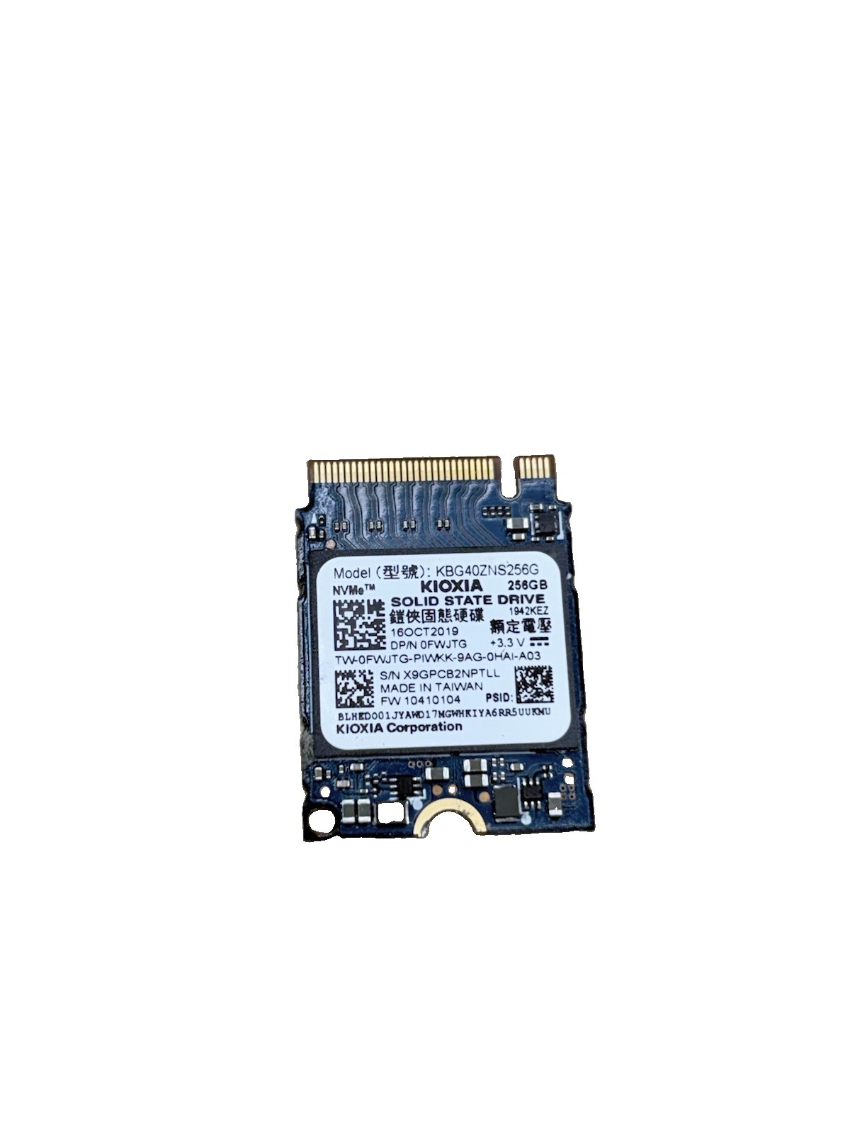 Kioxia KBG40ZNS256G 256GB PCIe NVMe M.2 2230 Solid State Drive SSD Grade A