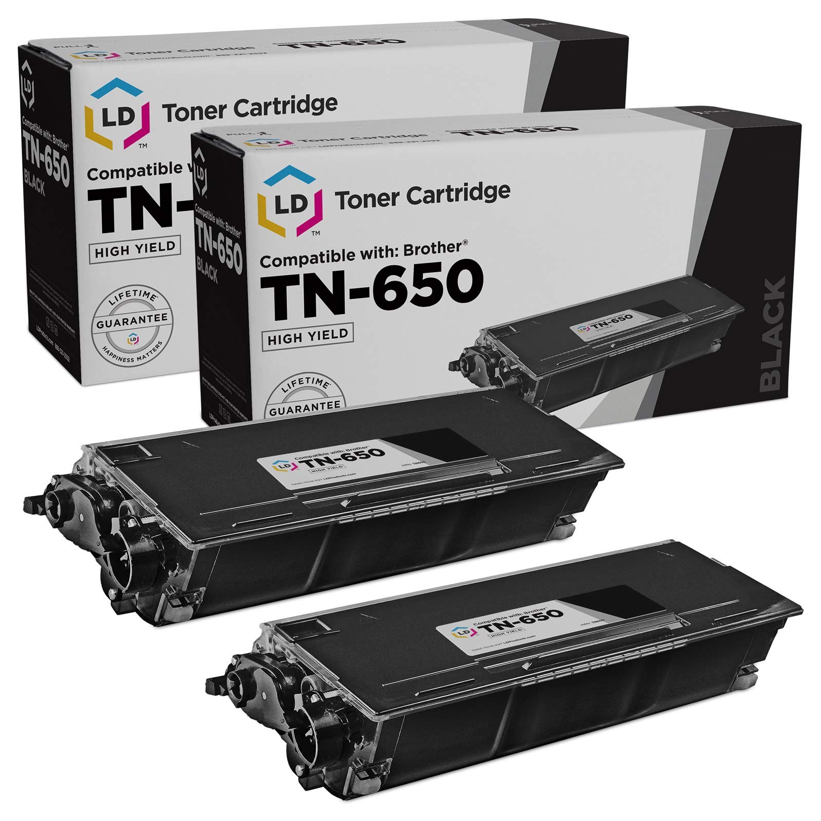 LD Compatible Brother TN620 / TN650 Set of 2 High Yield Black Toner Cartridges
