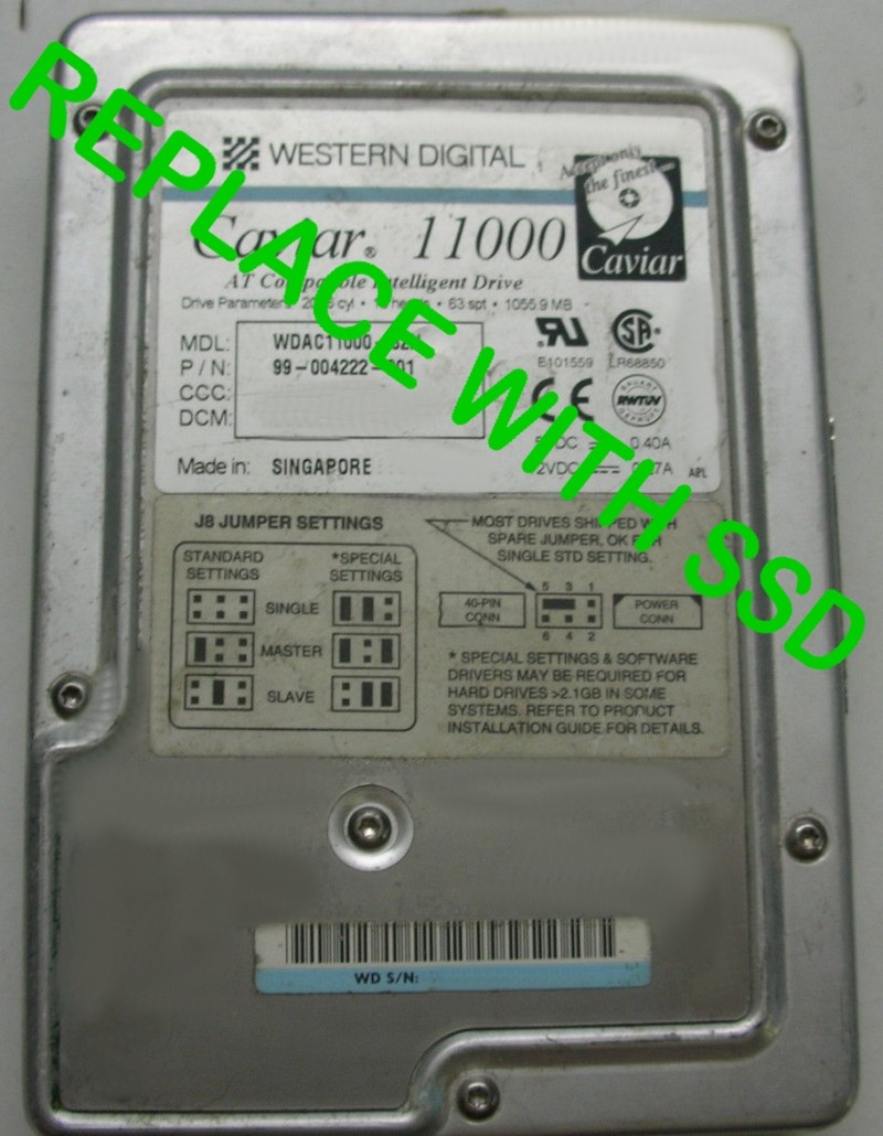 Replace Worn Out WDAC11000 3.5" IDE Drive with this SSD CF 2GB 40 PIN IDE Card