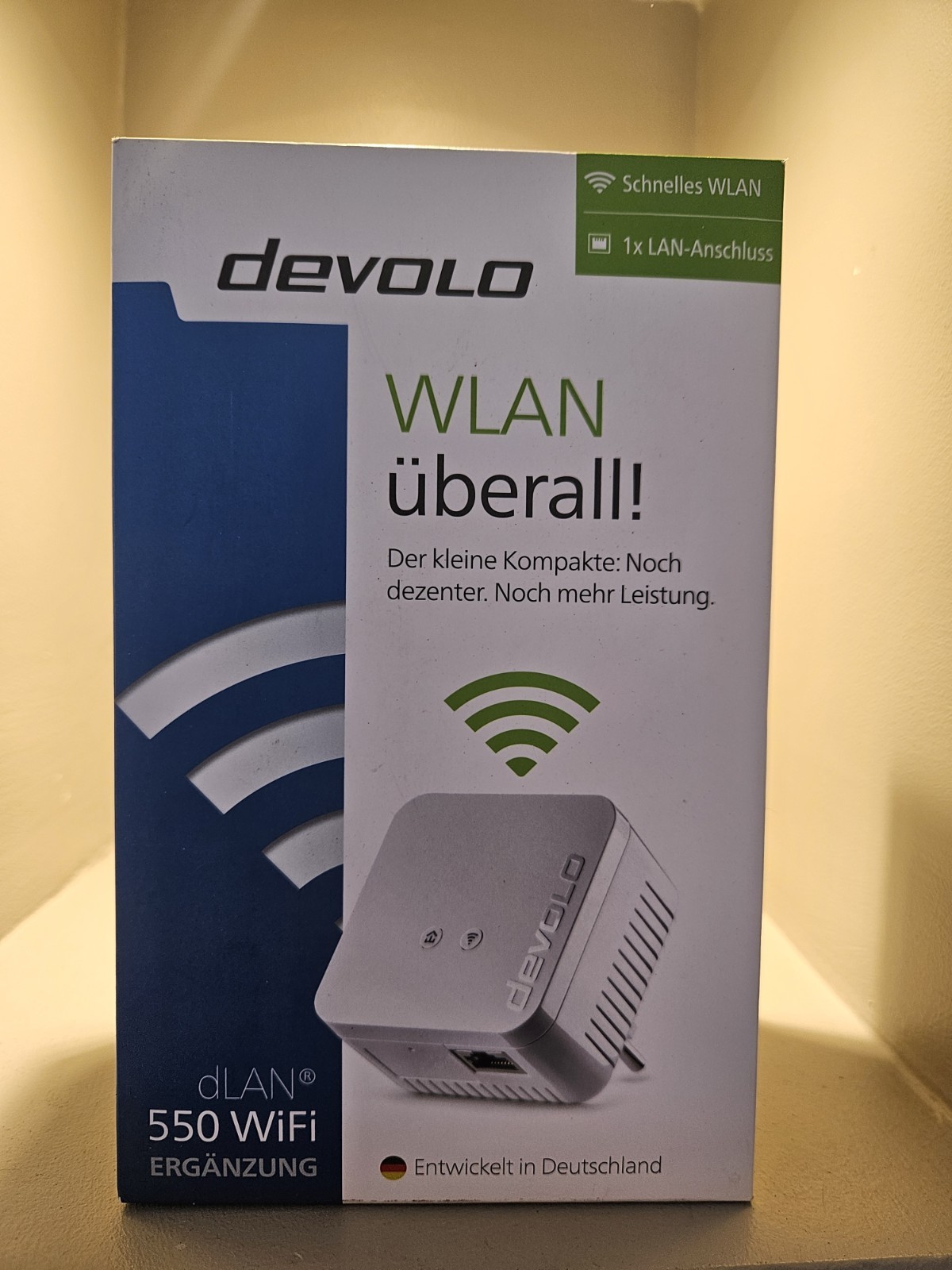 EU PLUG Devolo dLAN 550 WiFi Powerline Adapter 500 Mbps White 1x LAN RJ-45